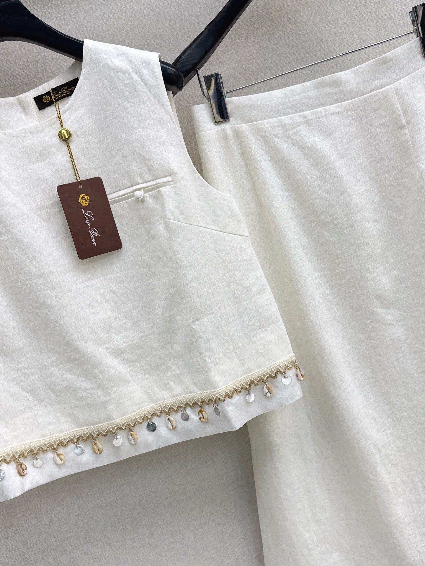 Lor*P 25ss lace trim cropped vest and skirt suit