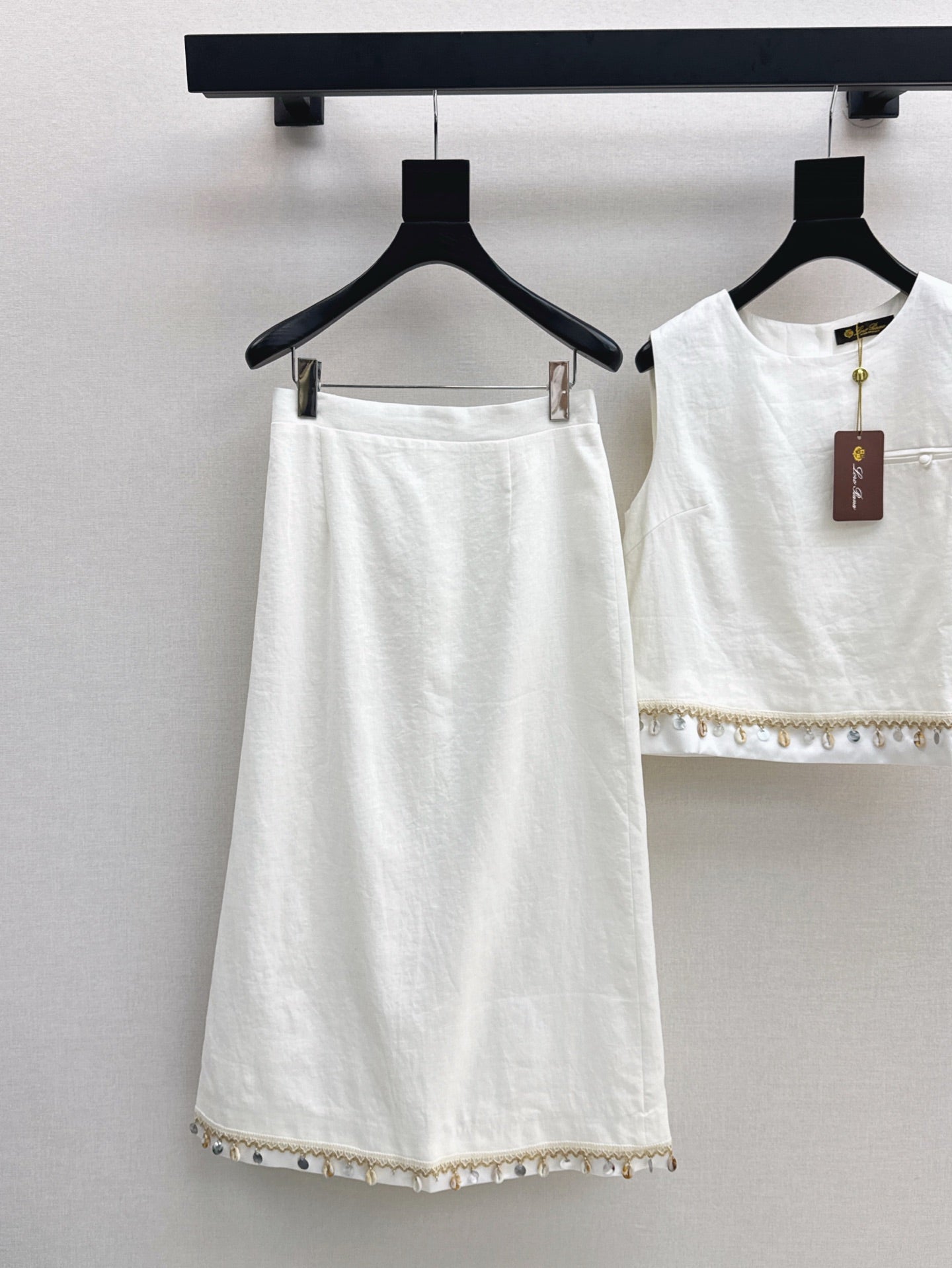 Lor*P 25ss lace trim cropped vest and skirt suit