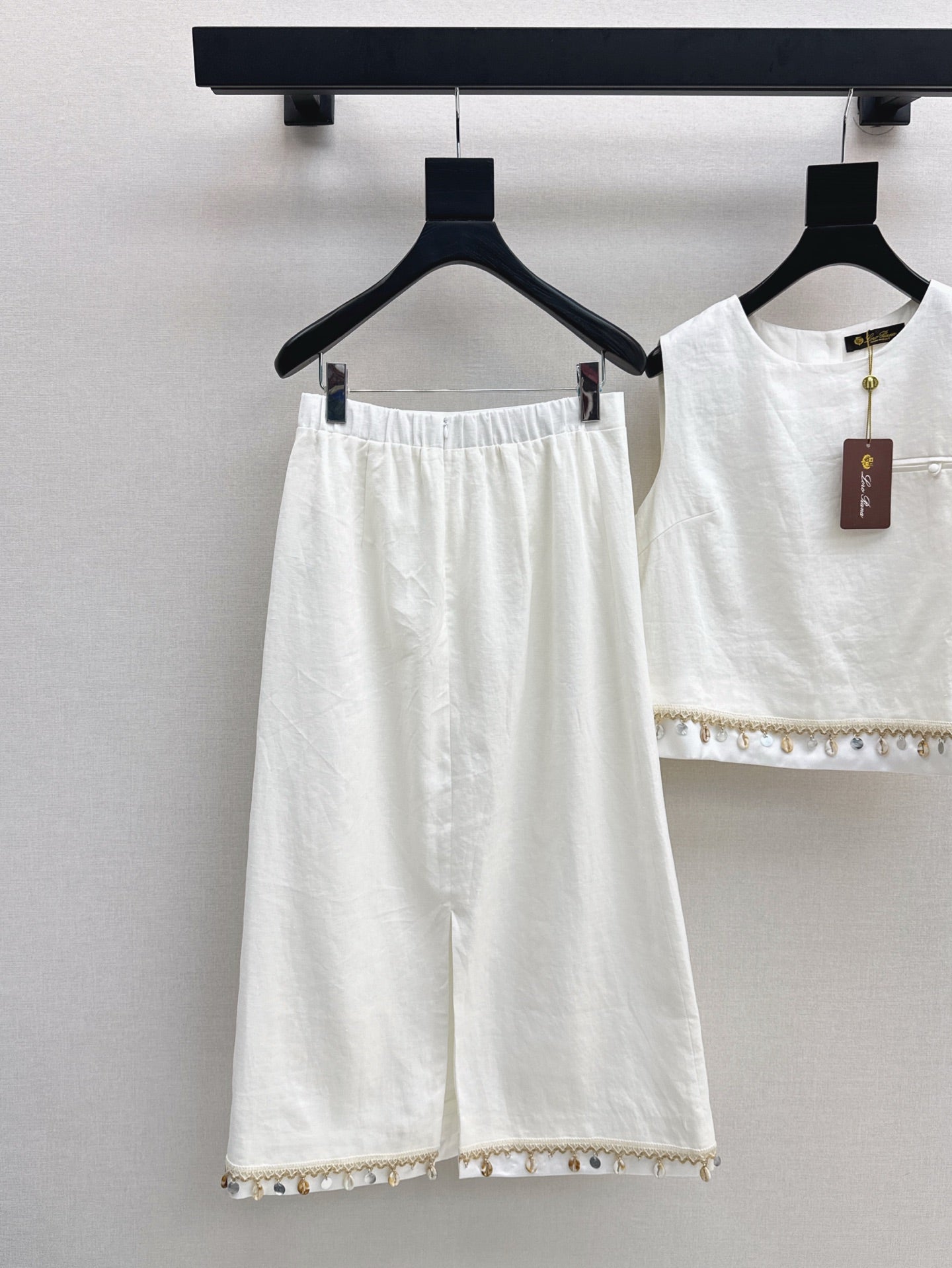 Lor*P 25ss lace trim cropped vest and skirt suit