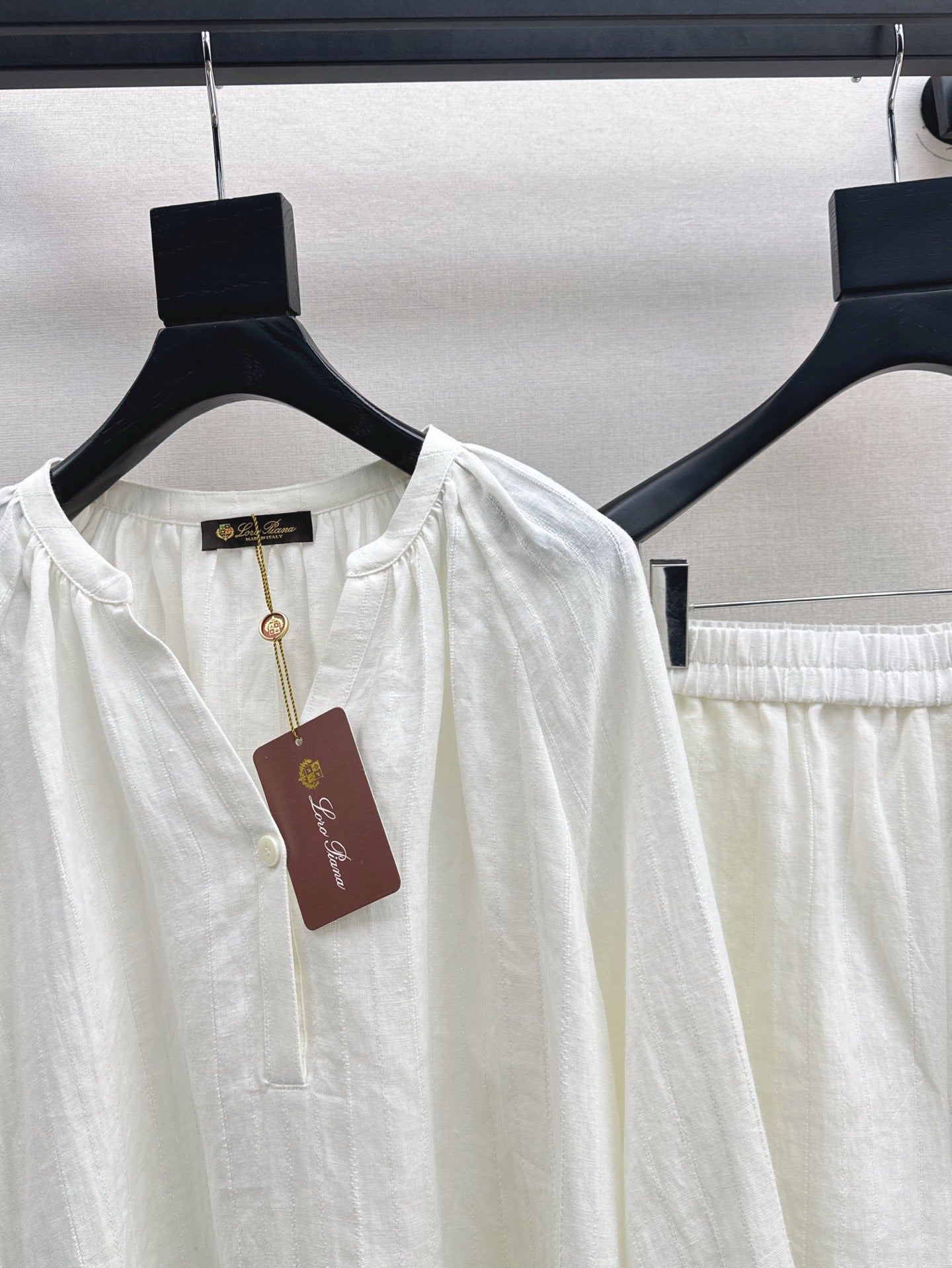 Lor*P 25ss loose linen shirt and elastic waist shorts suit