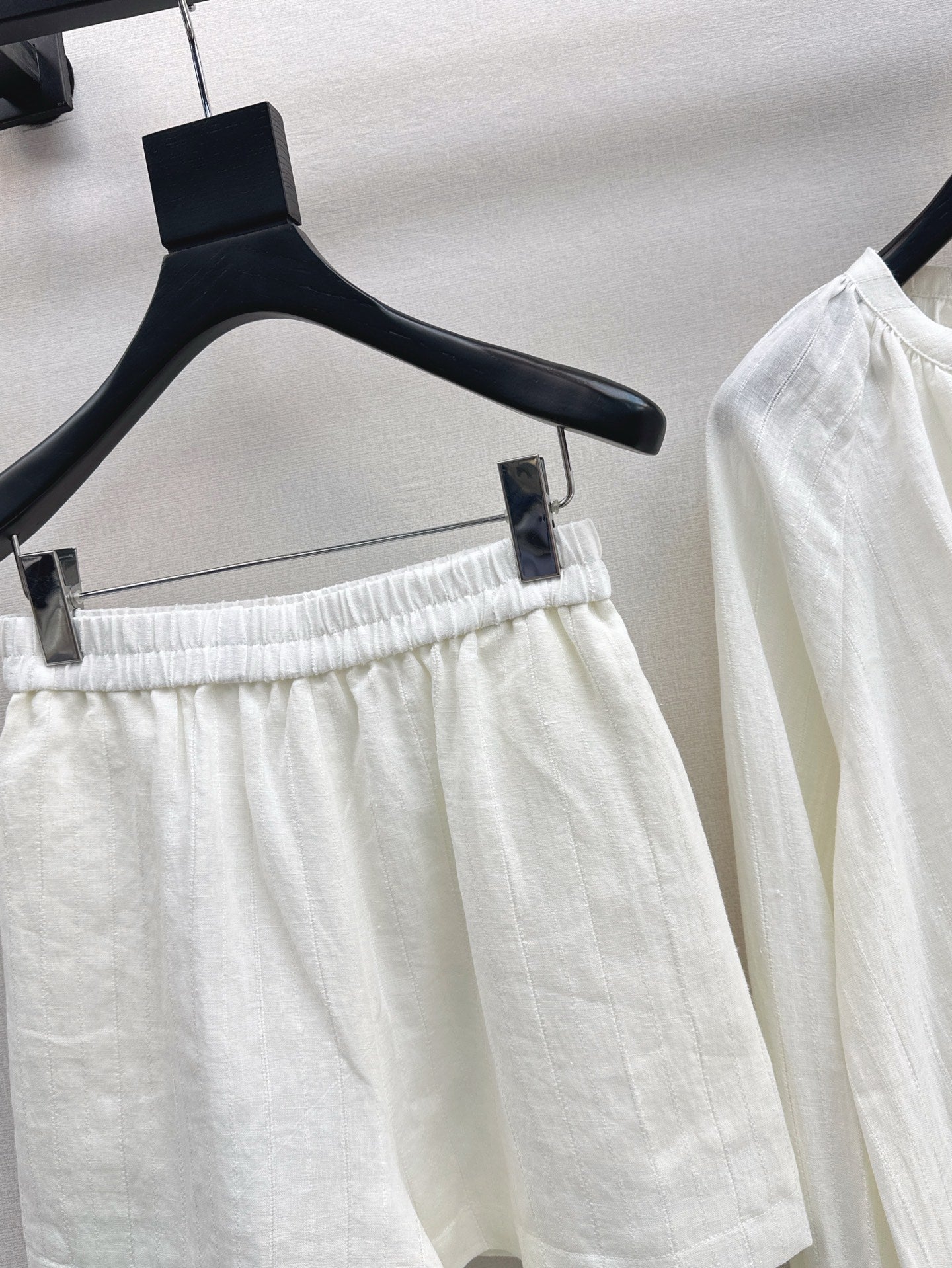 Lor*P 25ss loose linen shirt and elastic waist shorts suit