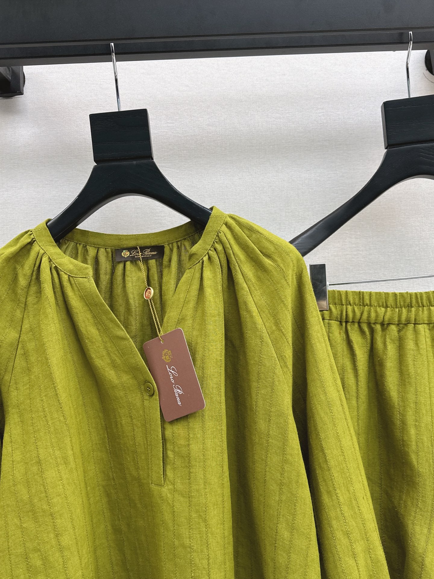 Lor*P 25ss loose linen shirt and elastic waist shorts suit