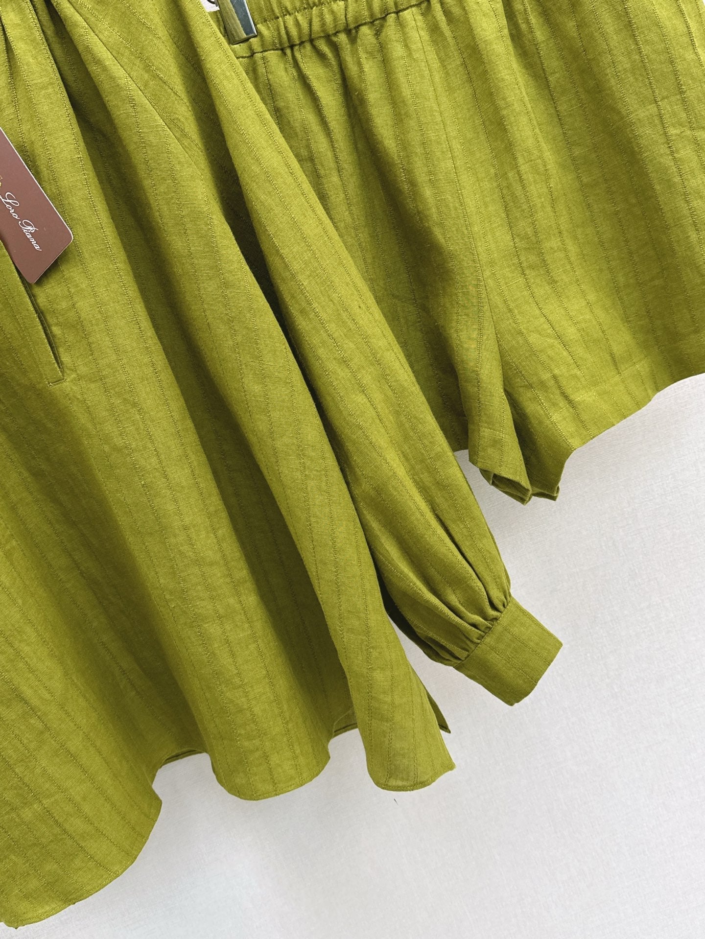 Lor*P 25ss loose linen shirt and elastic waist shorts suit