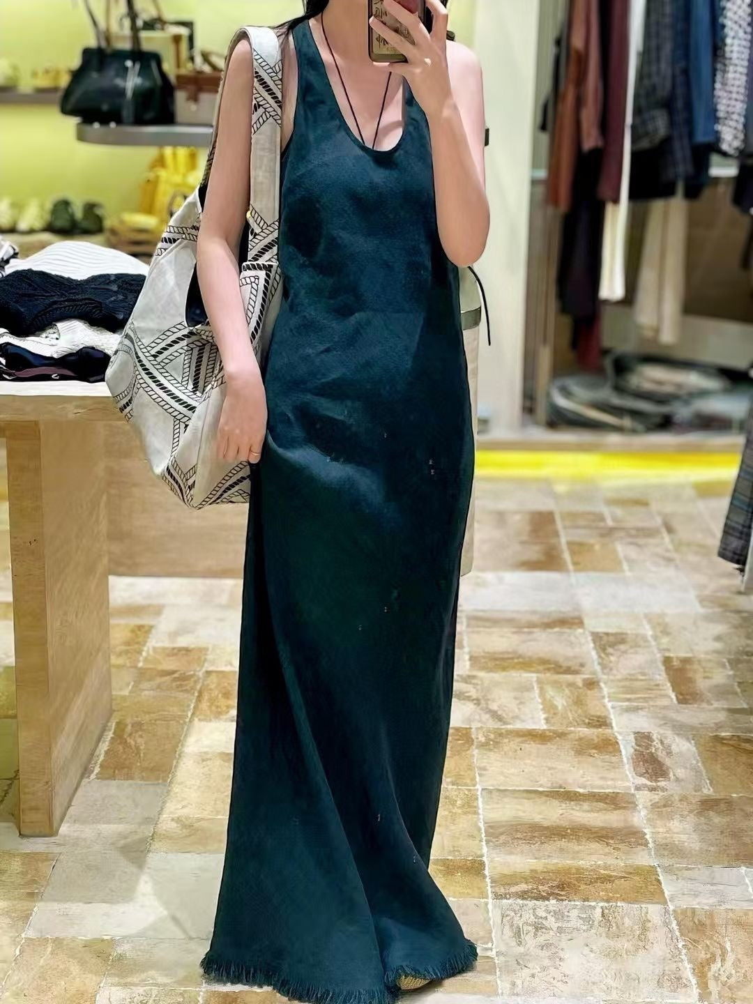 Lor*P 25ss sleeveless raw edge dress