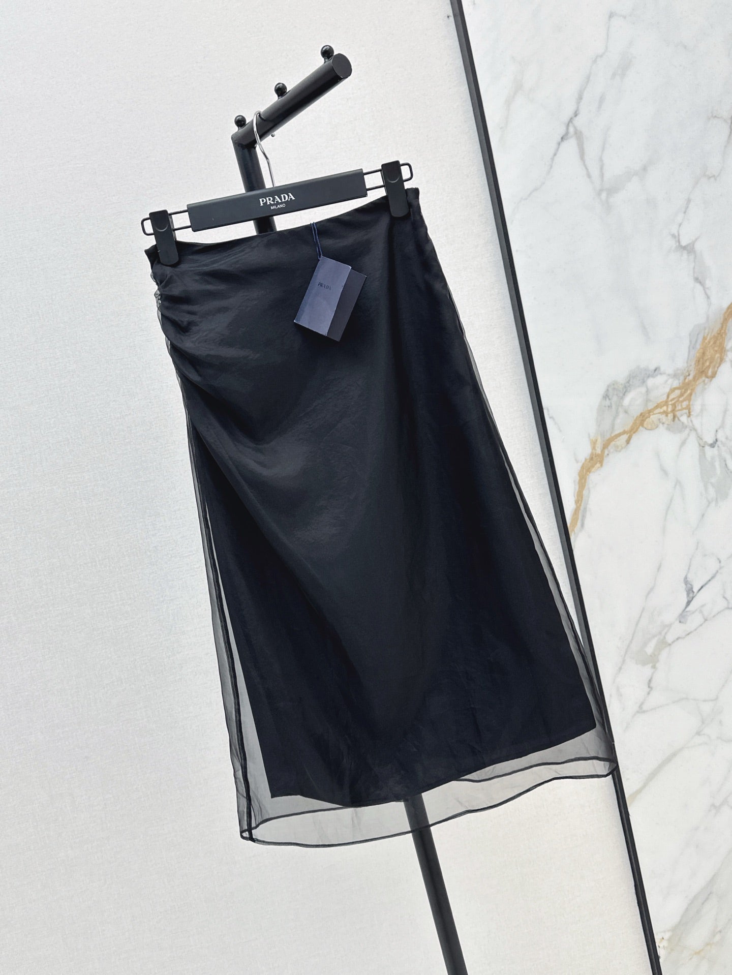 Pra* 25ss fitted mesh midi skirt