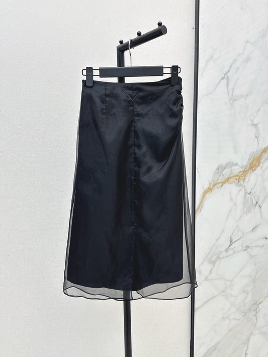 Pra* 25ss fitted mesh midi skirt