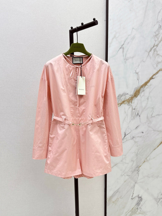 Gu* 25ss tied collar belt jumpsuit