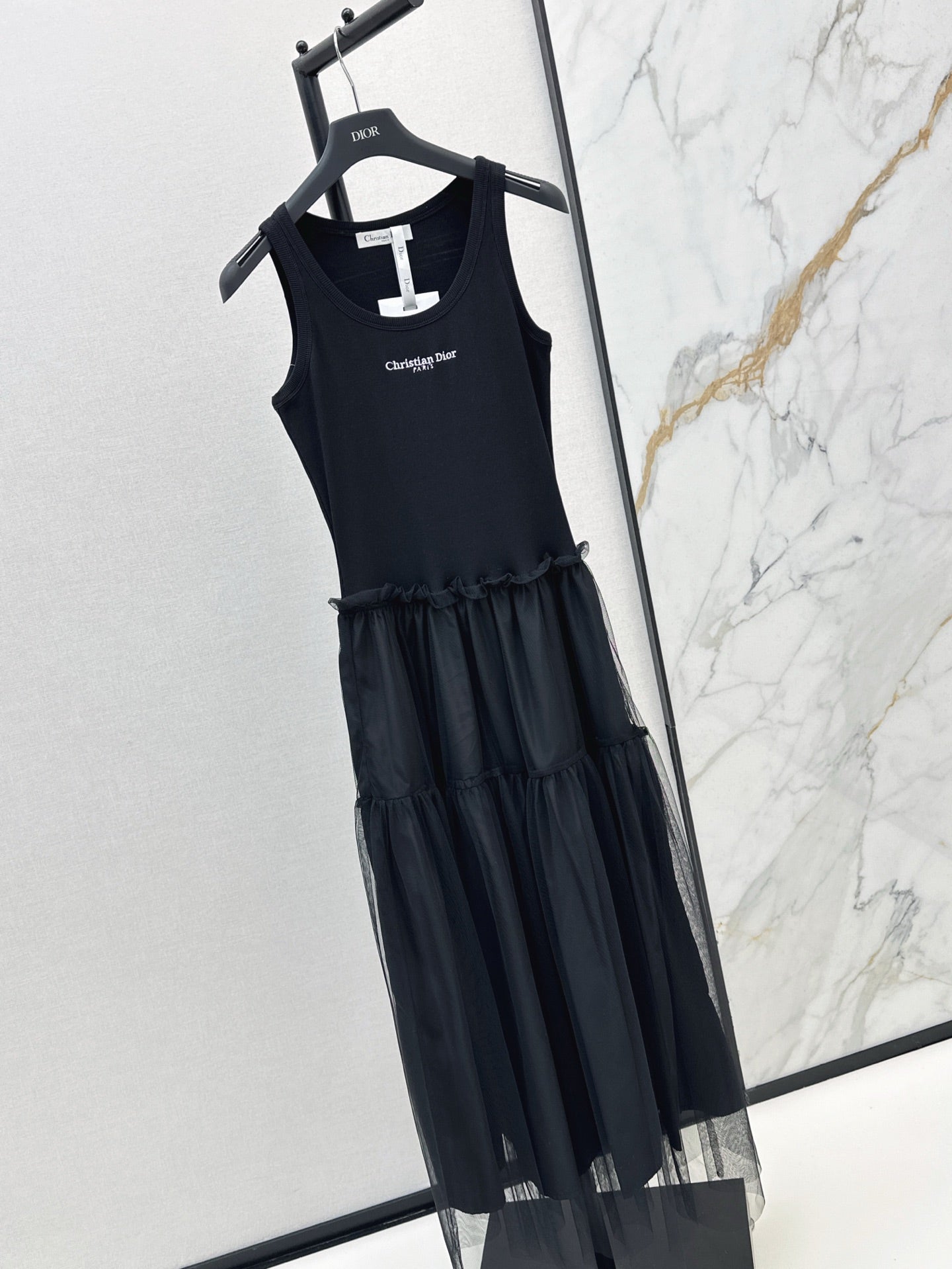 D*r 25ss mid-length mesh flared dress