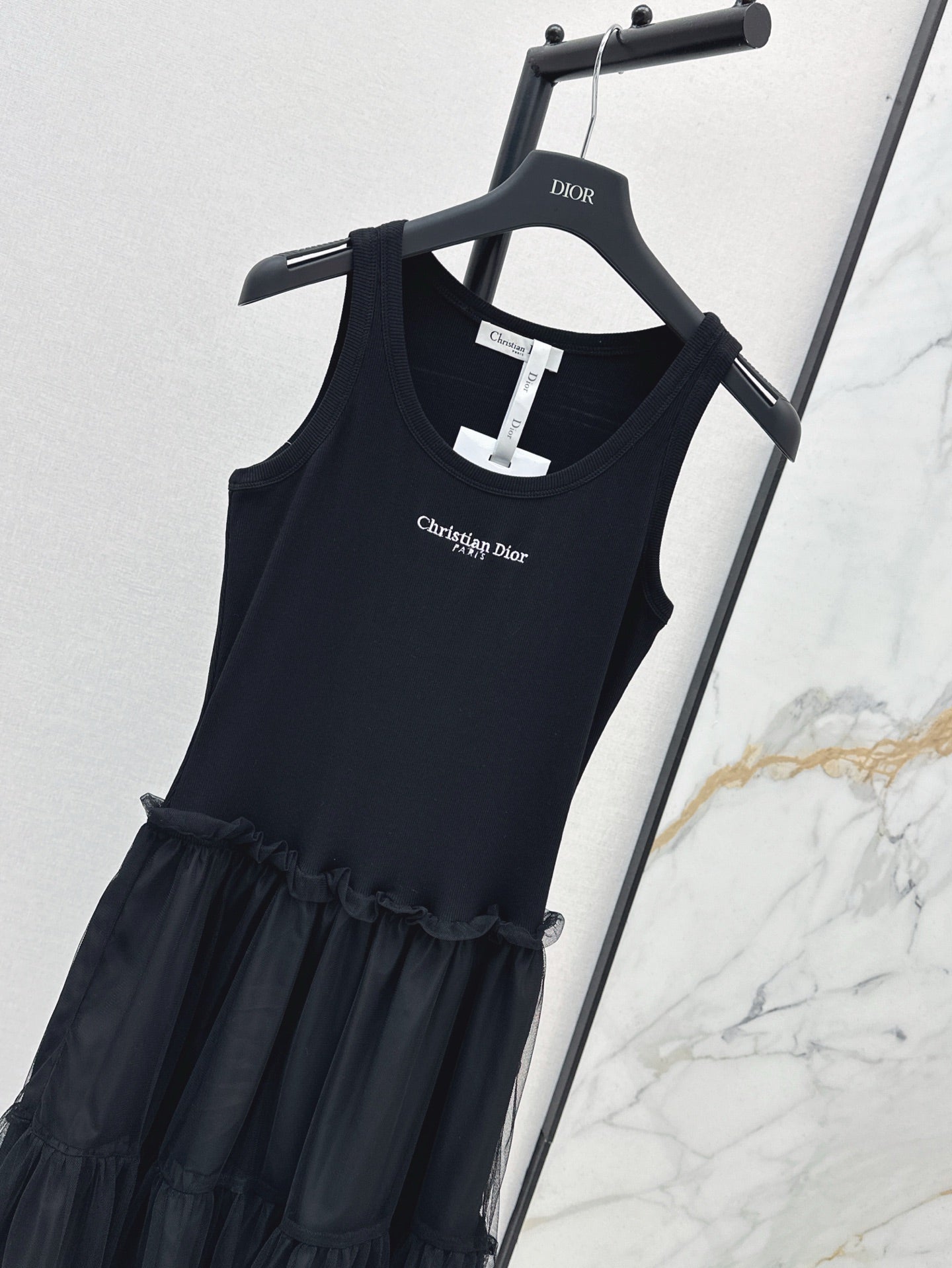 D*r 25ss mid-length mesh flared dress