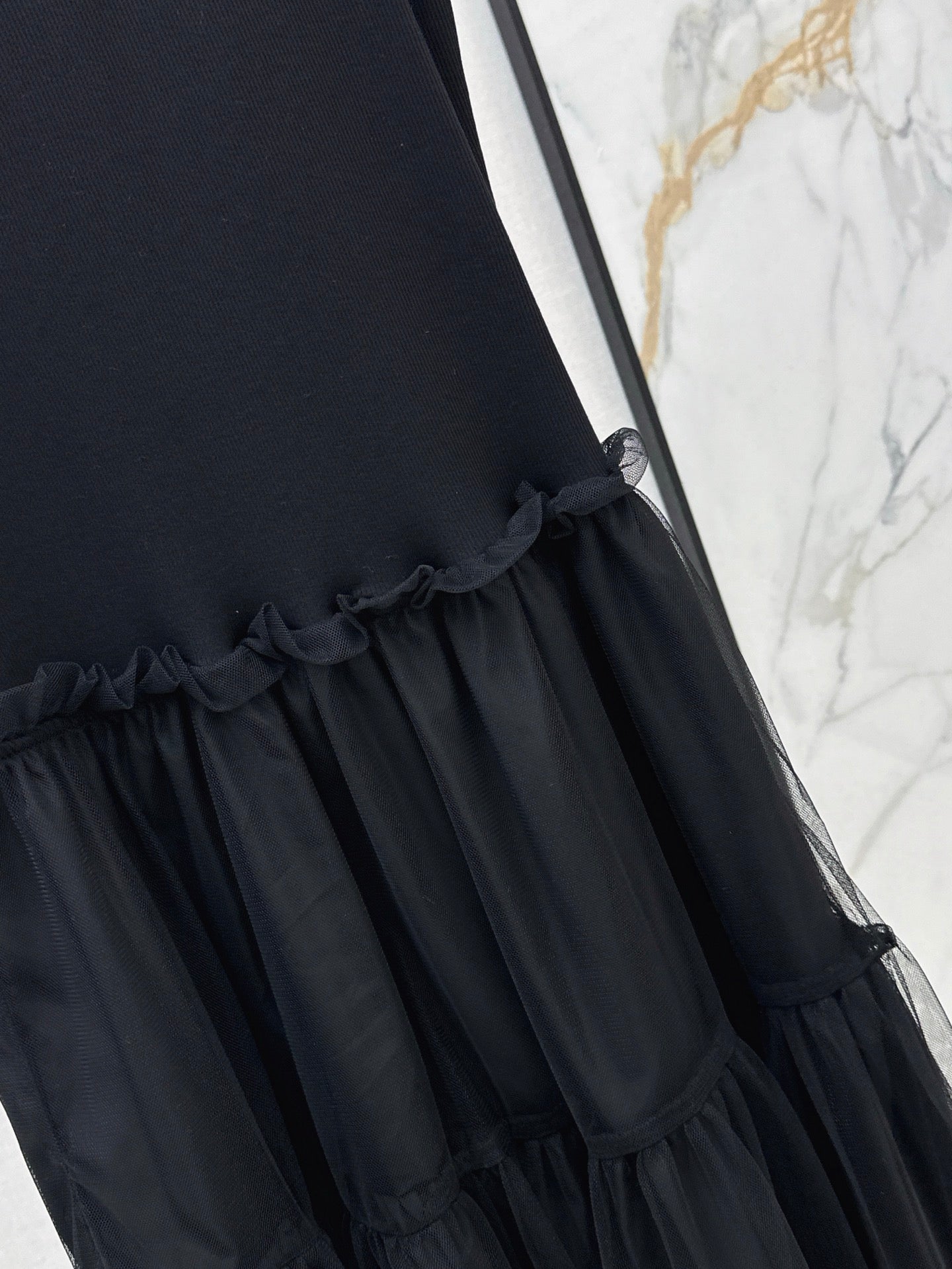 D*r 25ss mid-length mesh flared dress