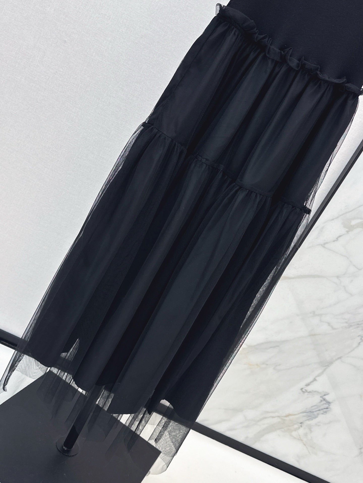 D*r 25ss mid-length mesh flared dress