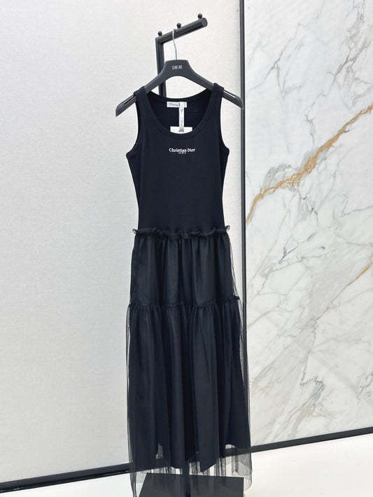 D*r 25ss mid-length mesh flared dress