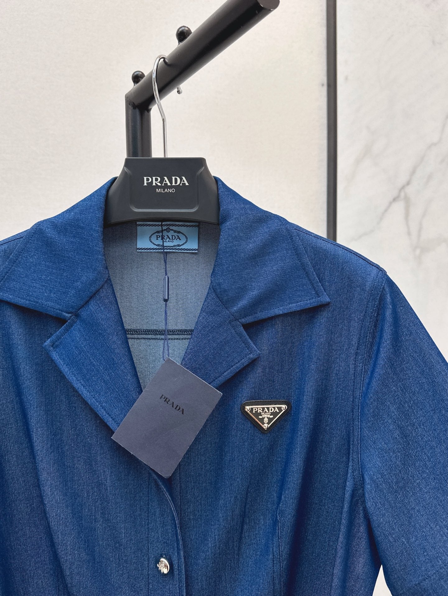 Pra* 25ss mid-length belted denim dress