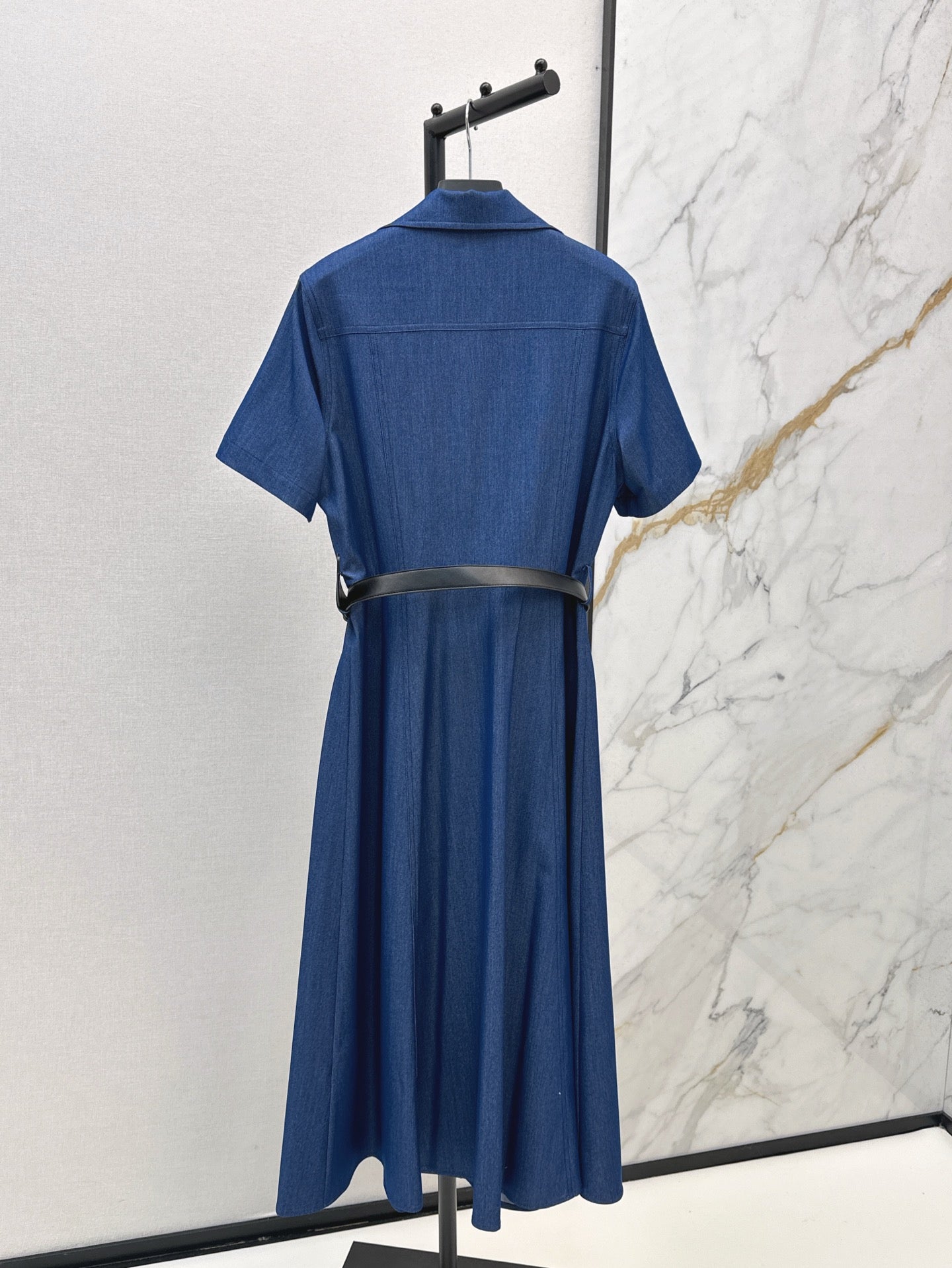 Pra* 25ss mid-length belted denim dress