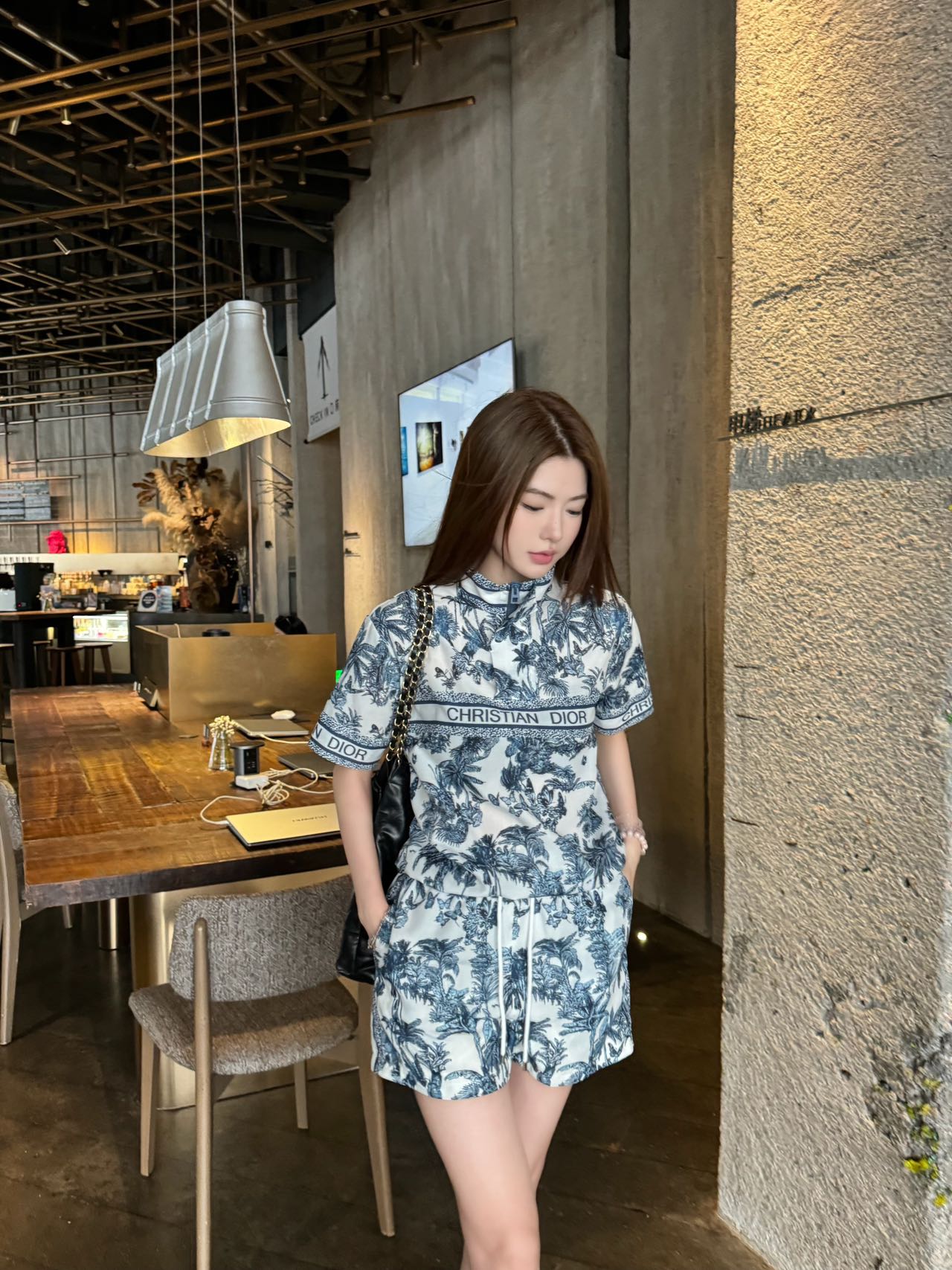 D*r 25ss short-sleeve printed top and shorts suit