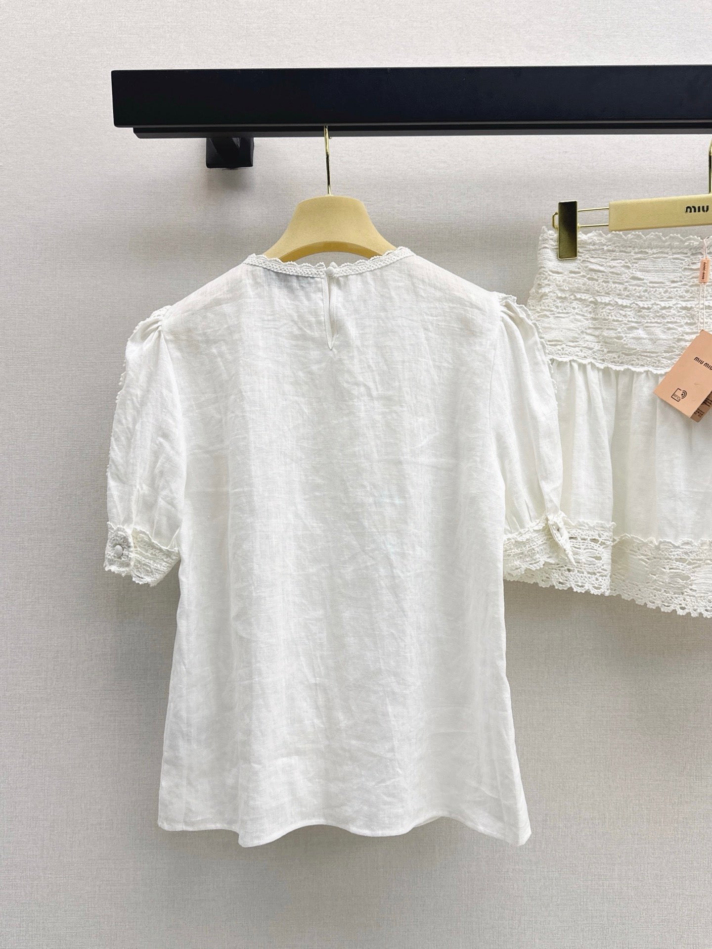 M*u 25ss lace shirt and shorts linen suit