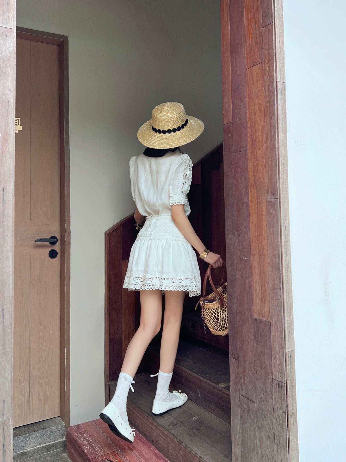 M*u 25ss lace shirt and shorts linen suit
