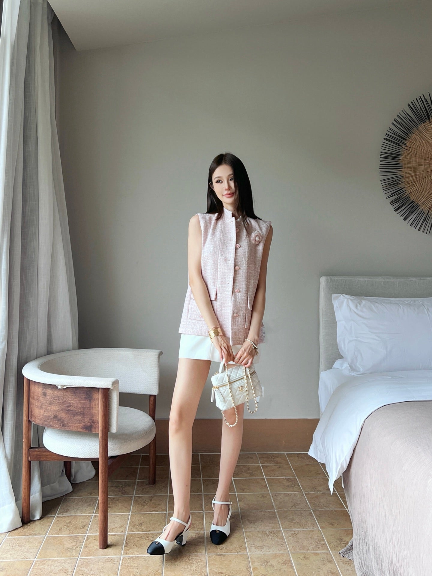 C*nel 25ss  rose tweed vest