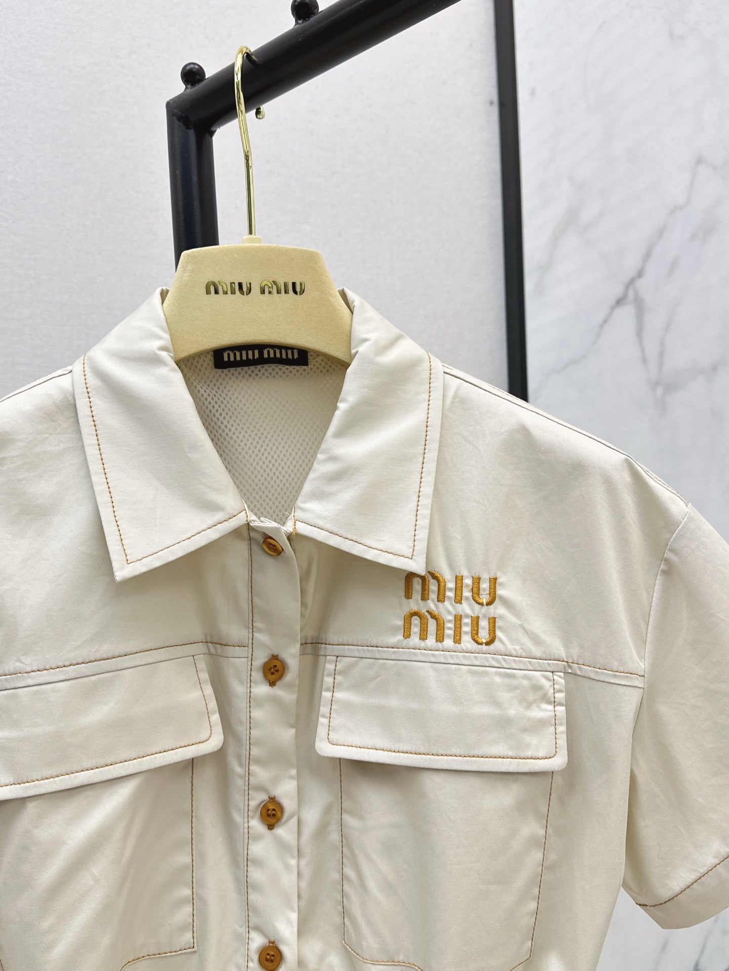 M*u 25ss embroidered cargo waist dress