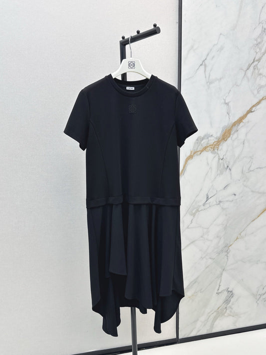 Loe* 25ss embroidered irregular hem dress