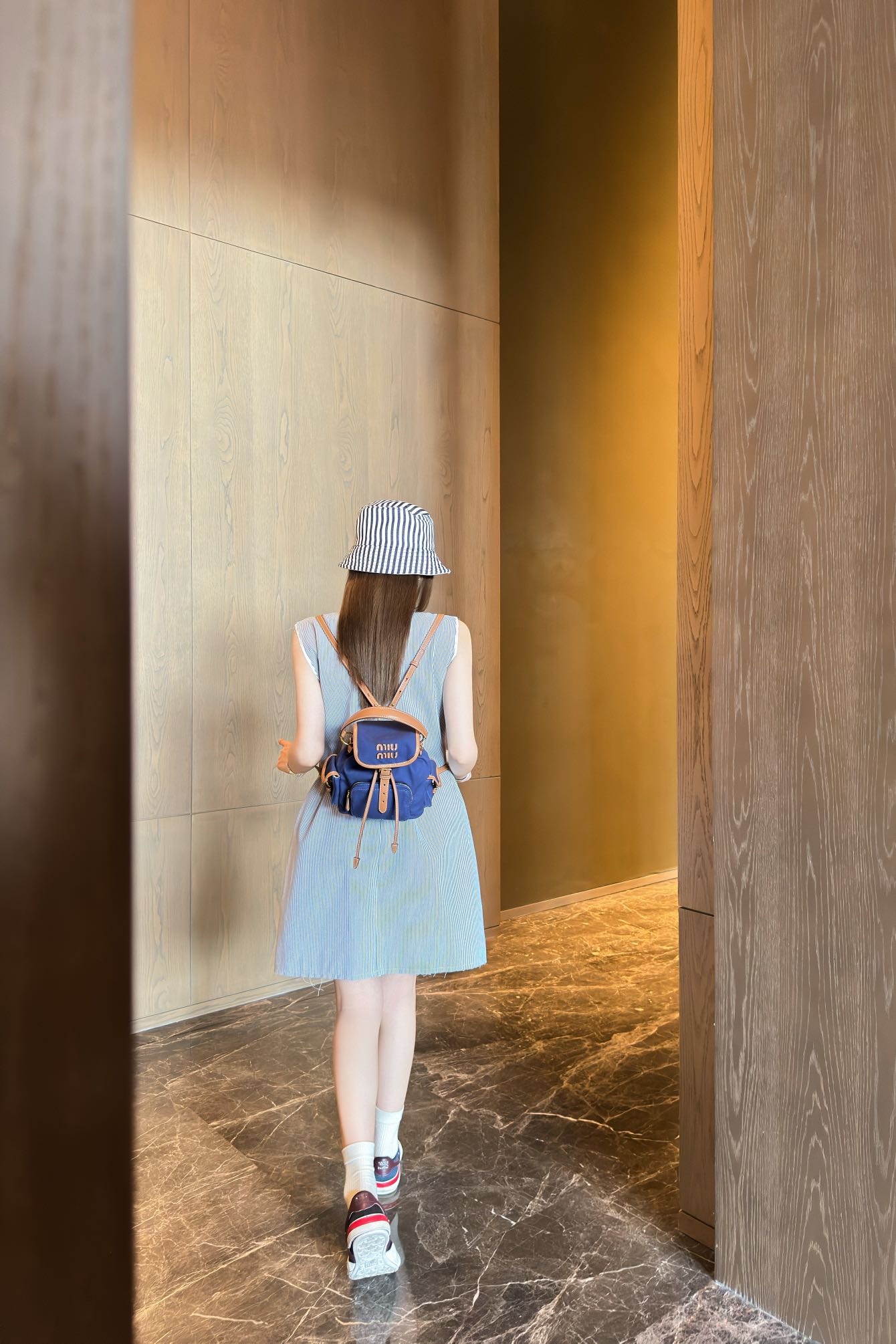 M*u 25ss logo patch straight dress