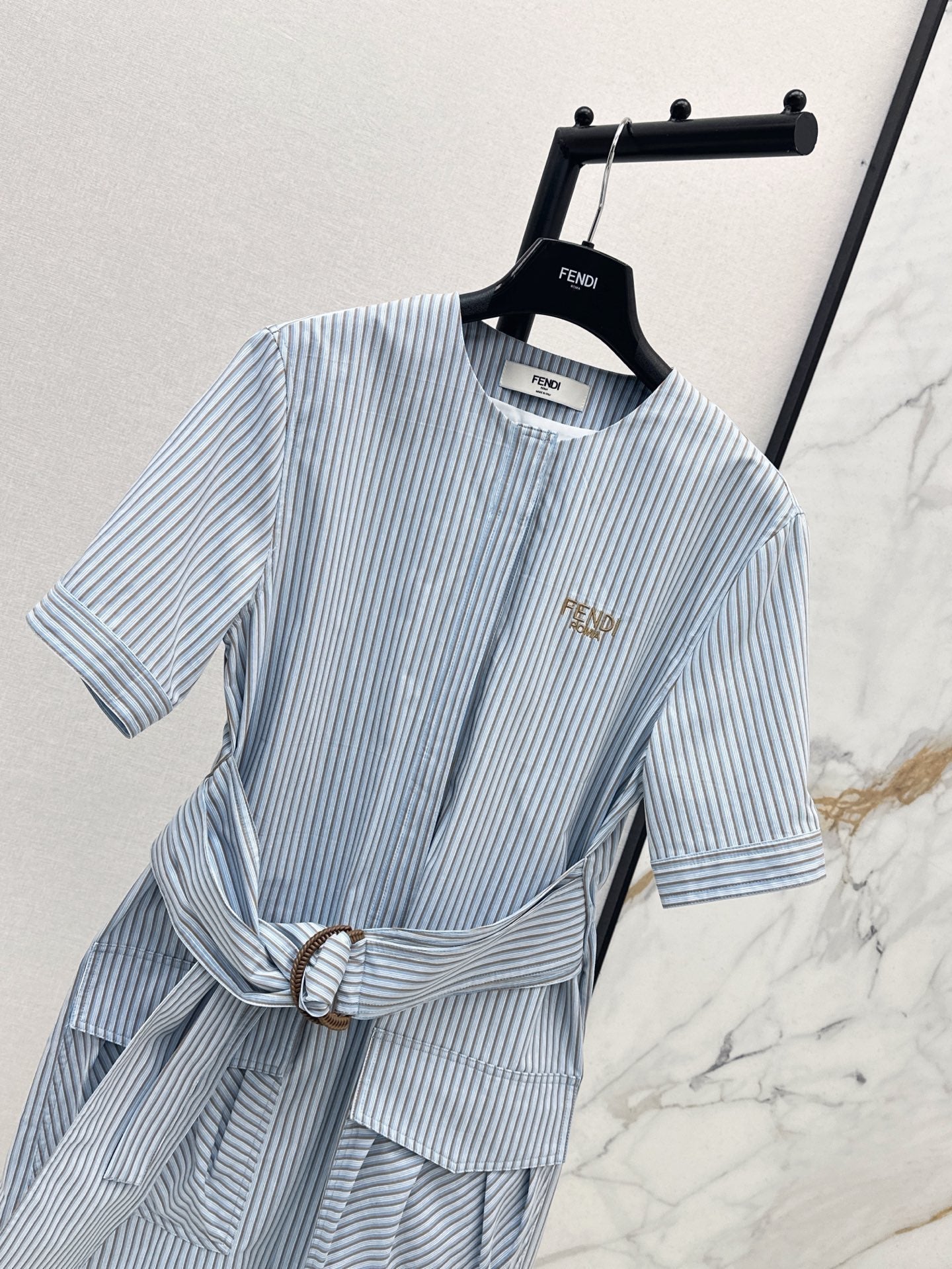 Fd* 25ss short-sleeve belted minidress