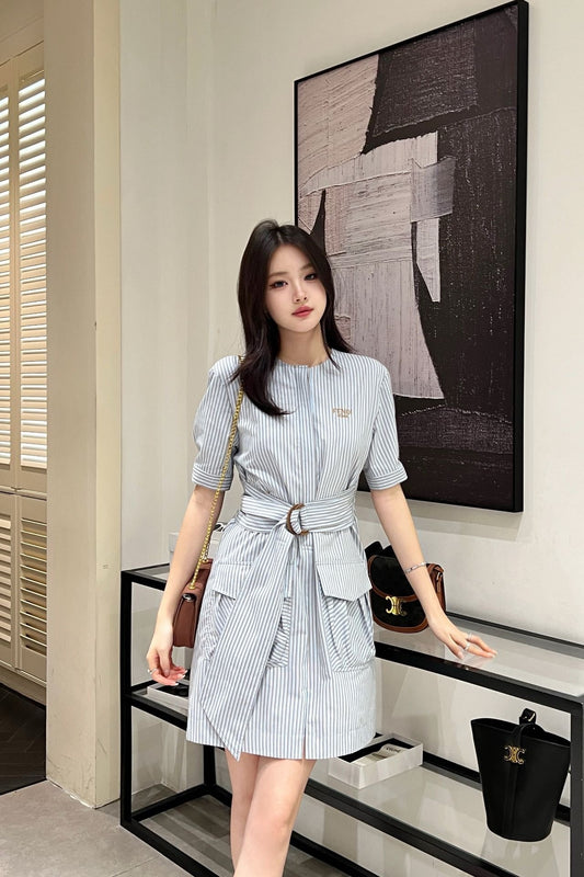 Fd* 25ss short-sleeve belted minidress