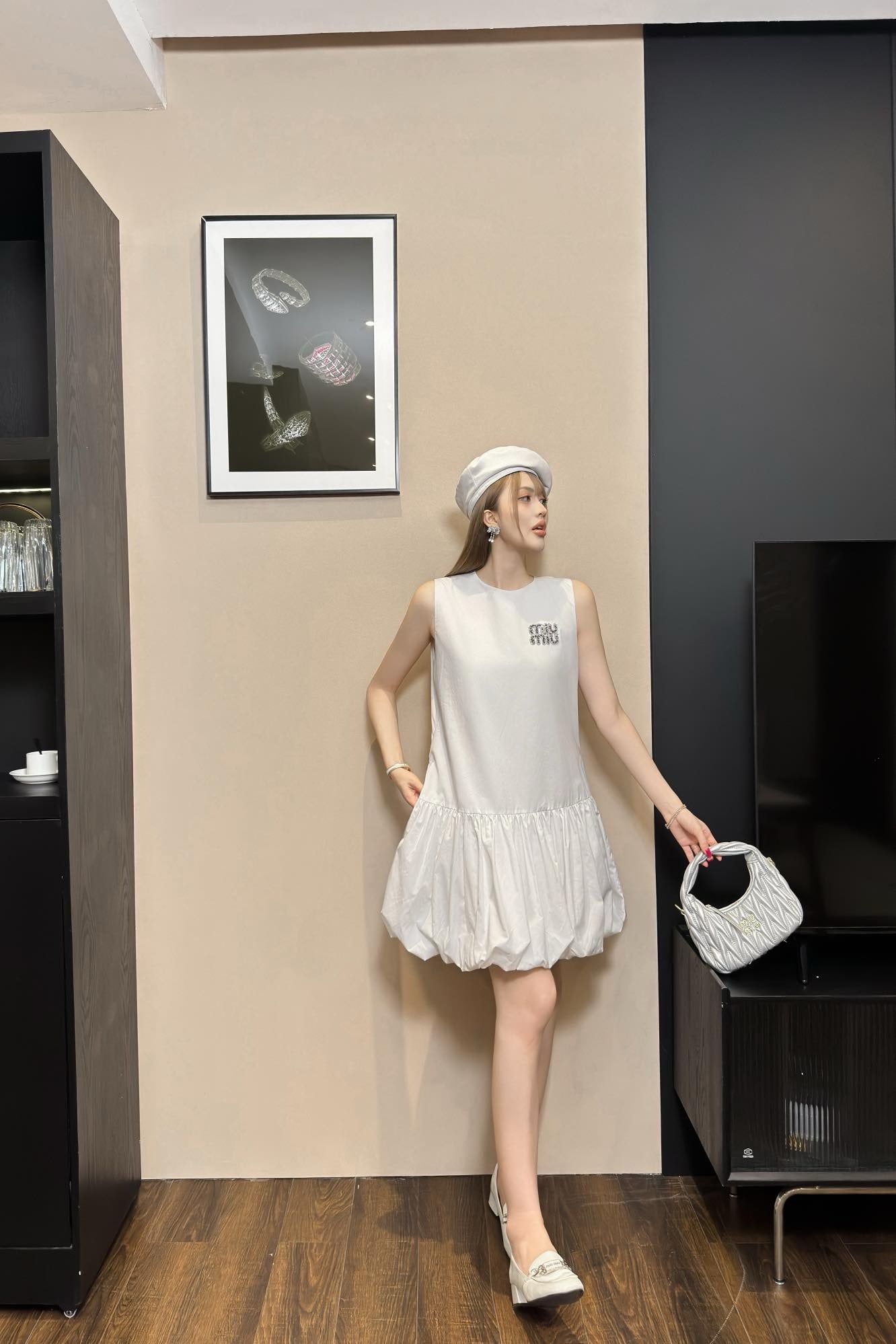 M*u 25ss Rhinestone Short-Sleeve Dress