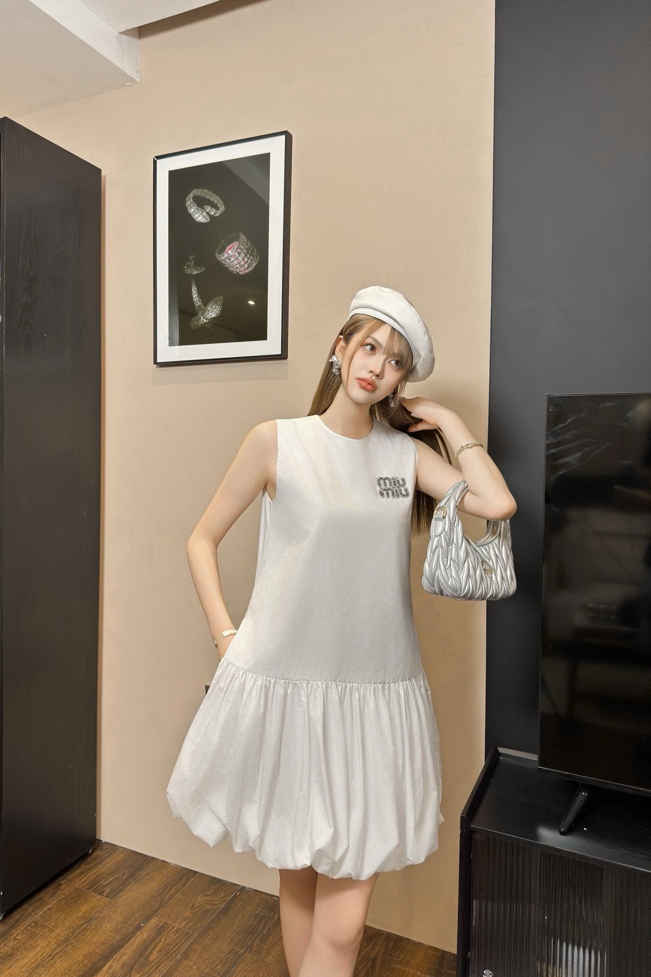 M*u 25ss Rhinestone Short-Sleeve Dress