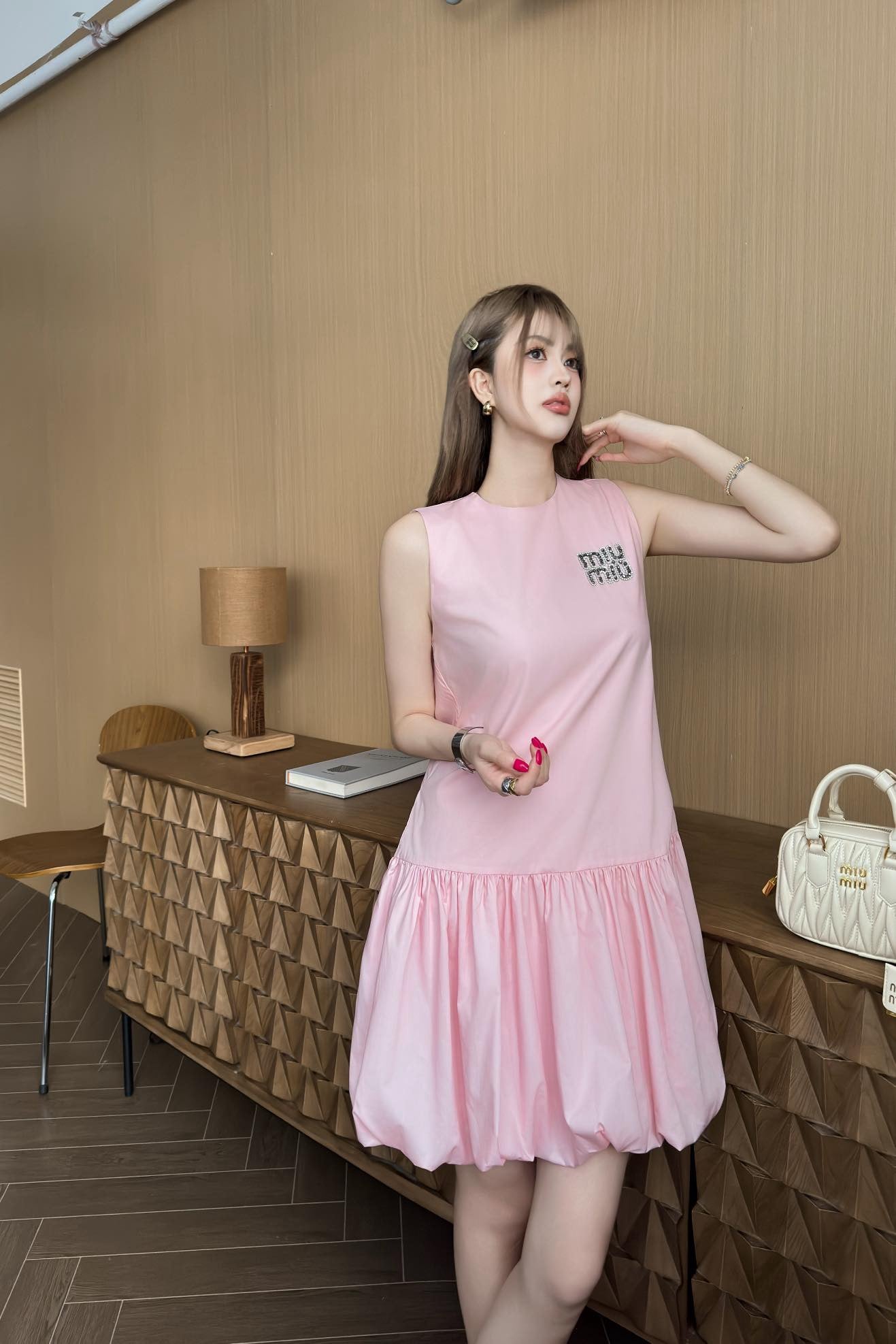 M*u 25ss Rhinestone Short-Sleeve Dress