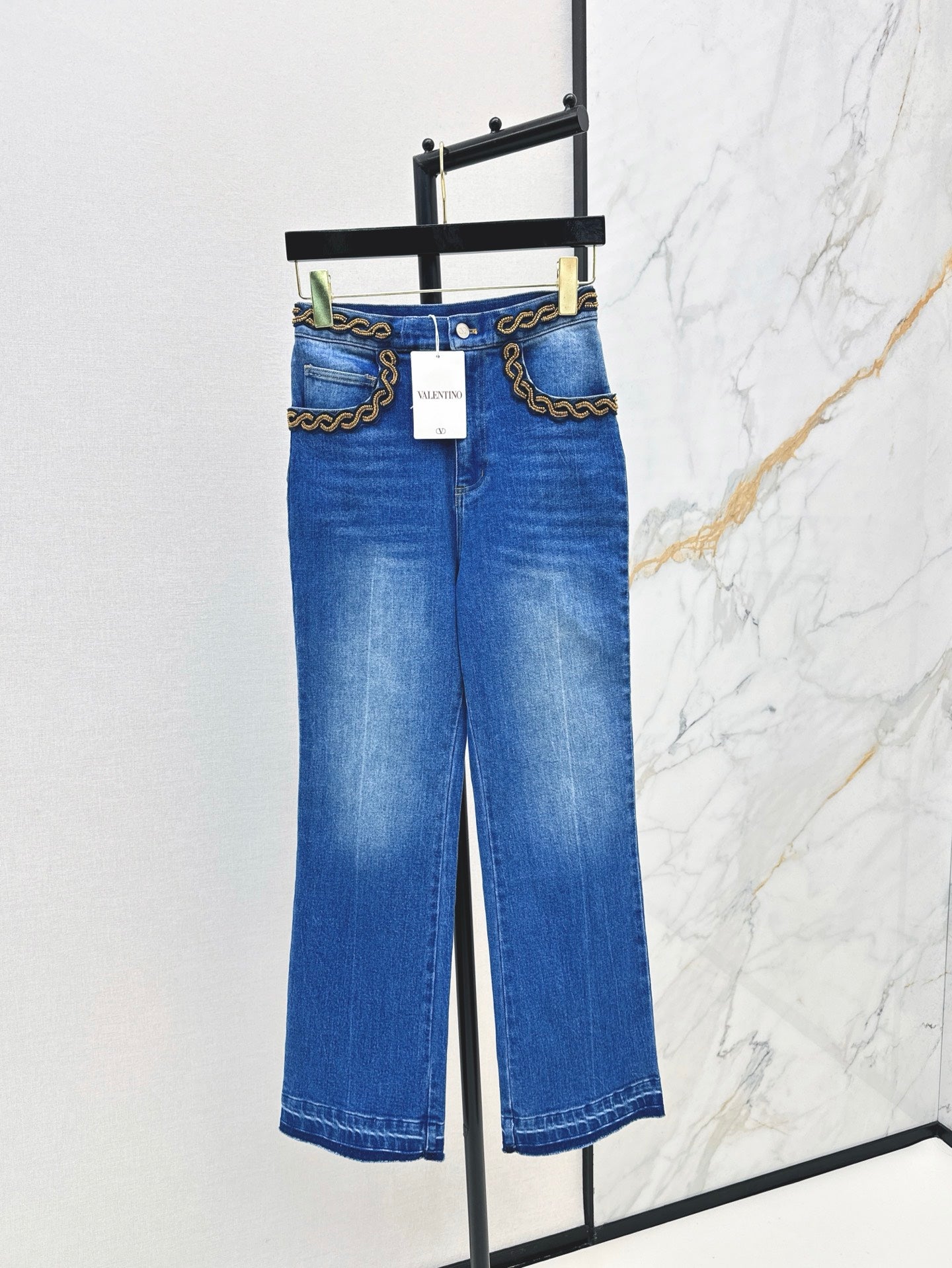 Valen* 25ss 3D beaded straight jeans