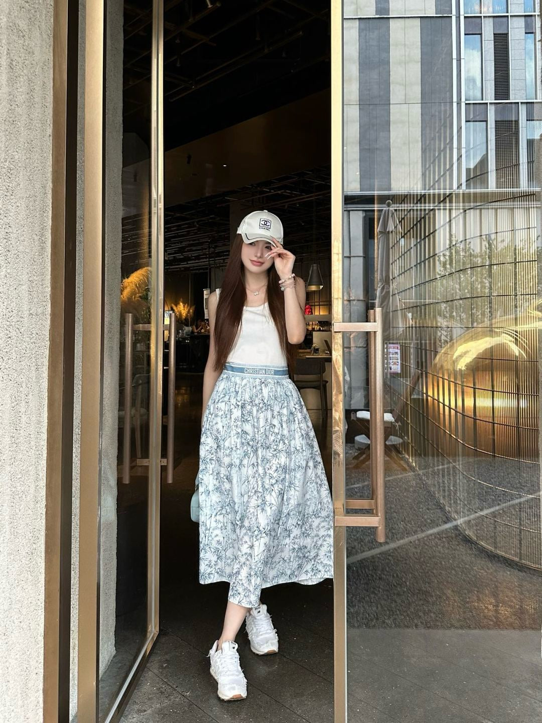 D*r 25ss mid-length printed skirt