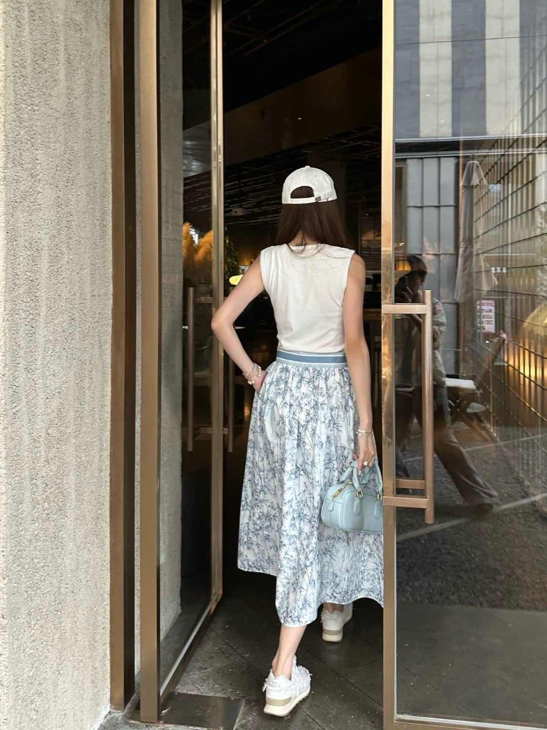 D*r 25ss mid-length printed skirt