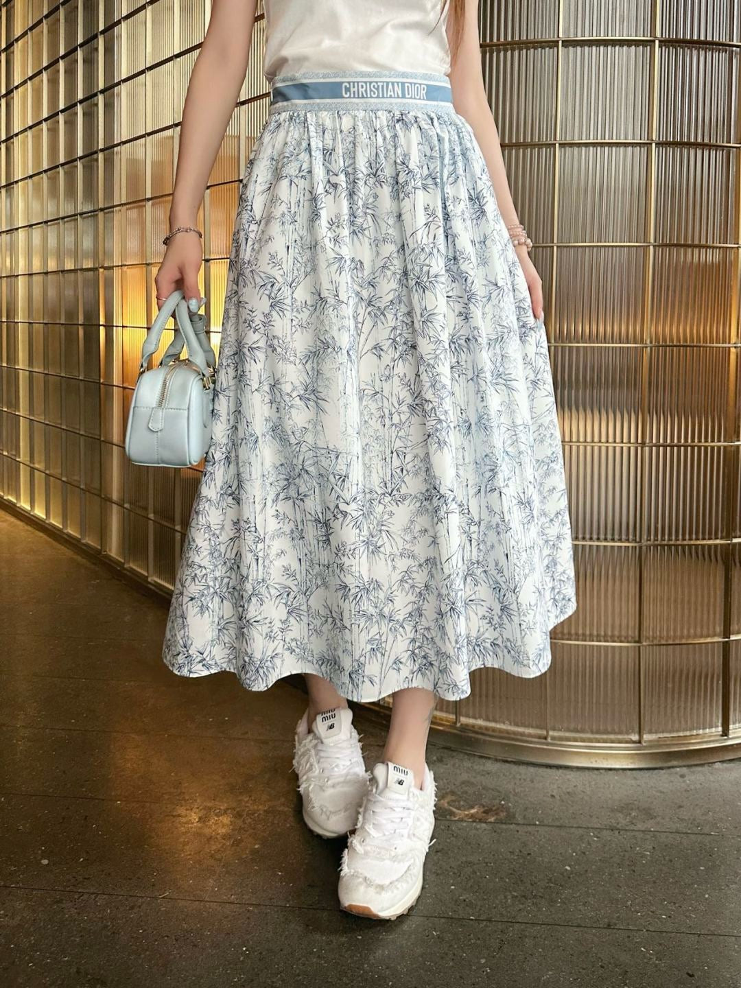 D*r 25ss mid-length printed skirt