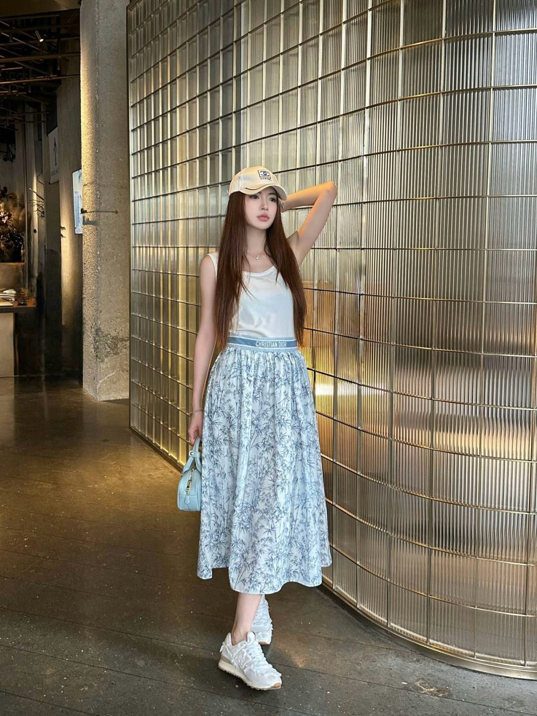 D*r 25ss mid-length printed skirt