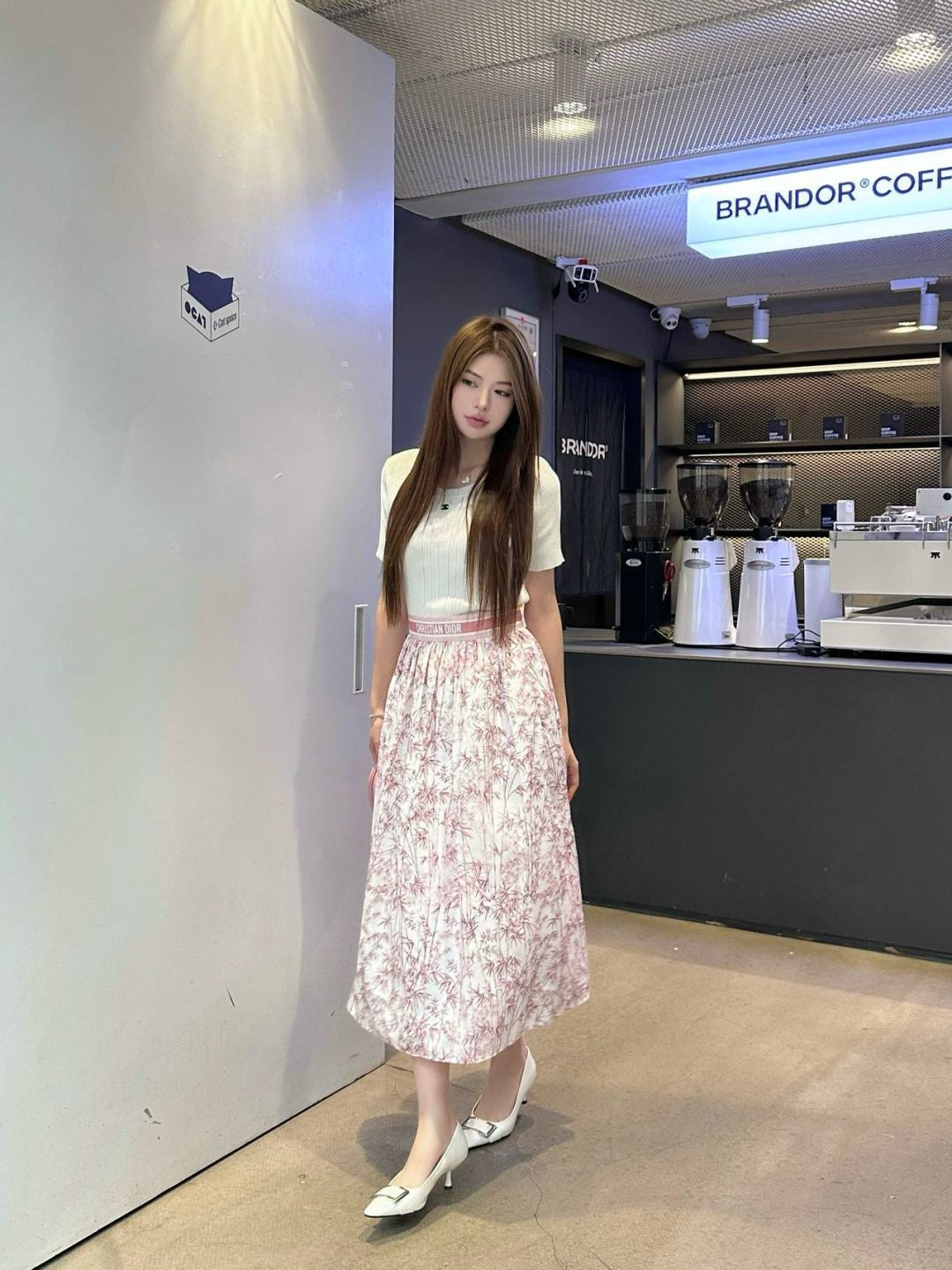 D*r 25ss mid-length printed skirt