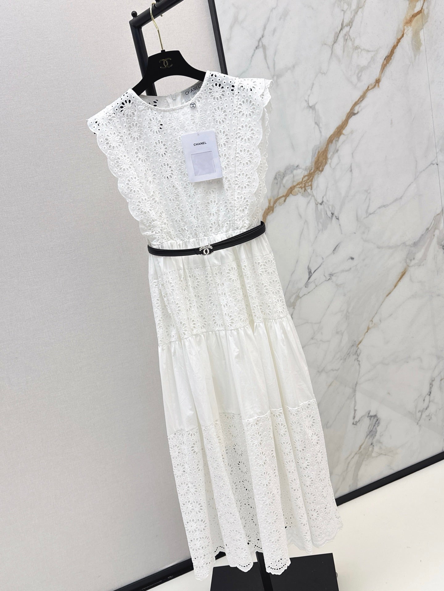 C*nel 25ss floral lace belted dress