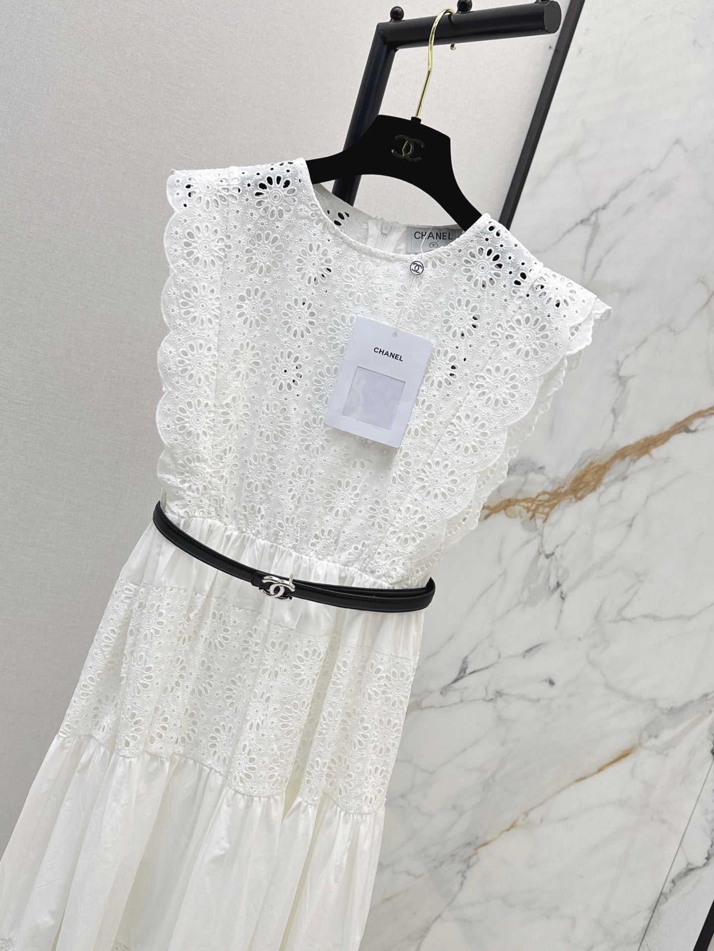 C*nel 25ss floral lace belted dress