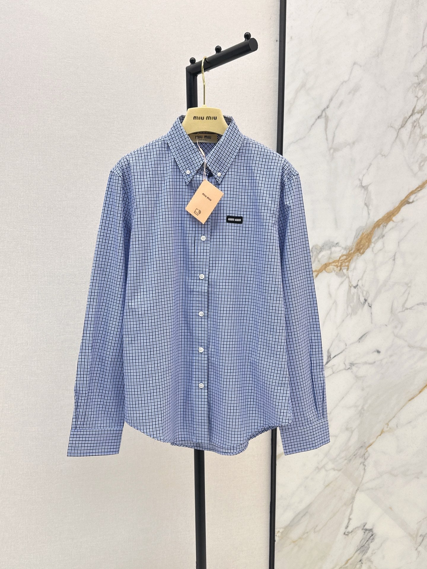 M*u 25ss check cotton poplin shirt