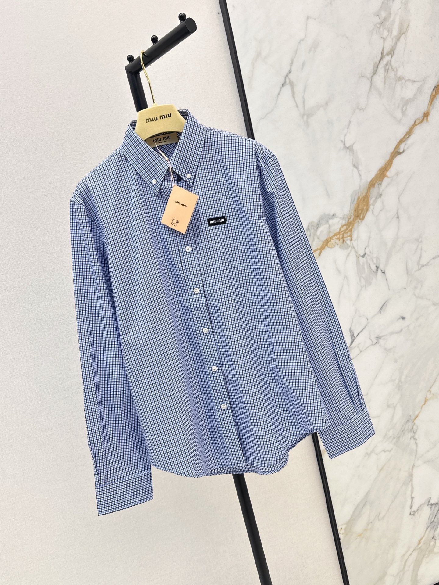 M*u 25ss check cotton poplin shirt