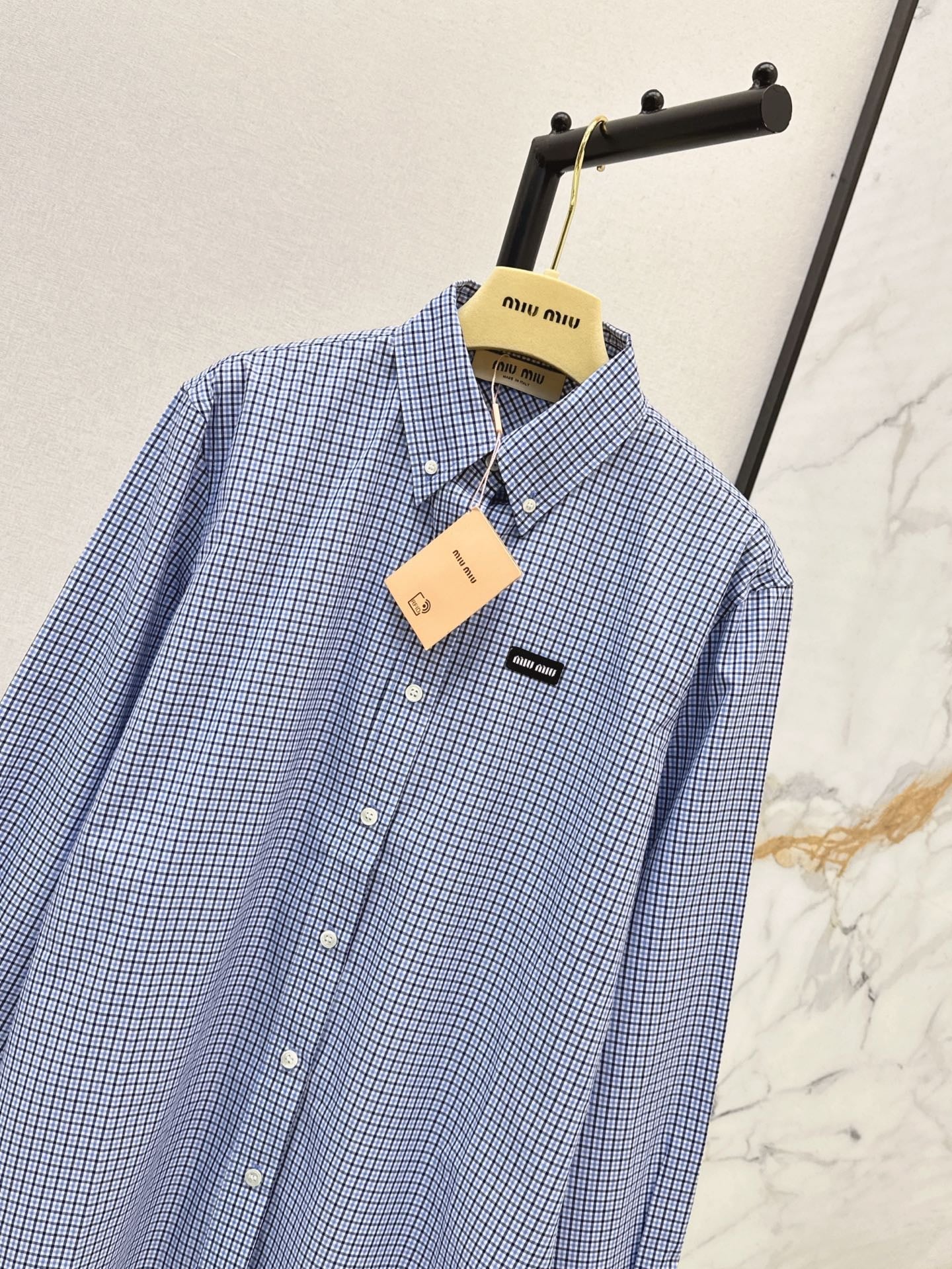M*u 25ss check cotton poplin shirt