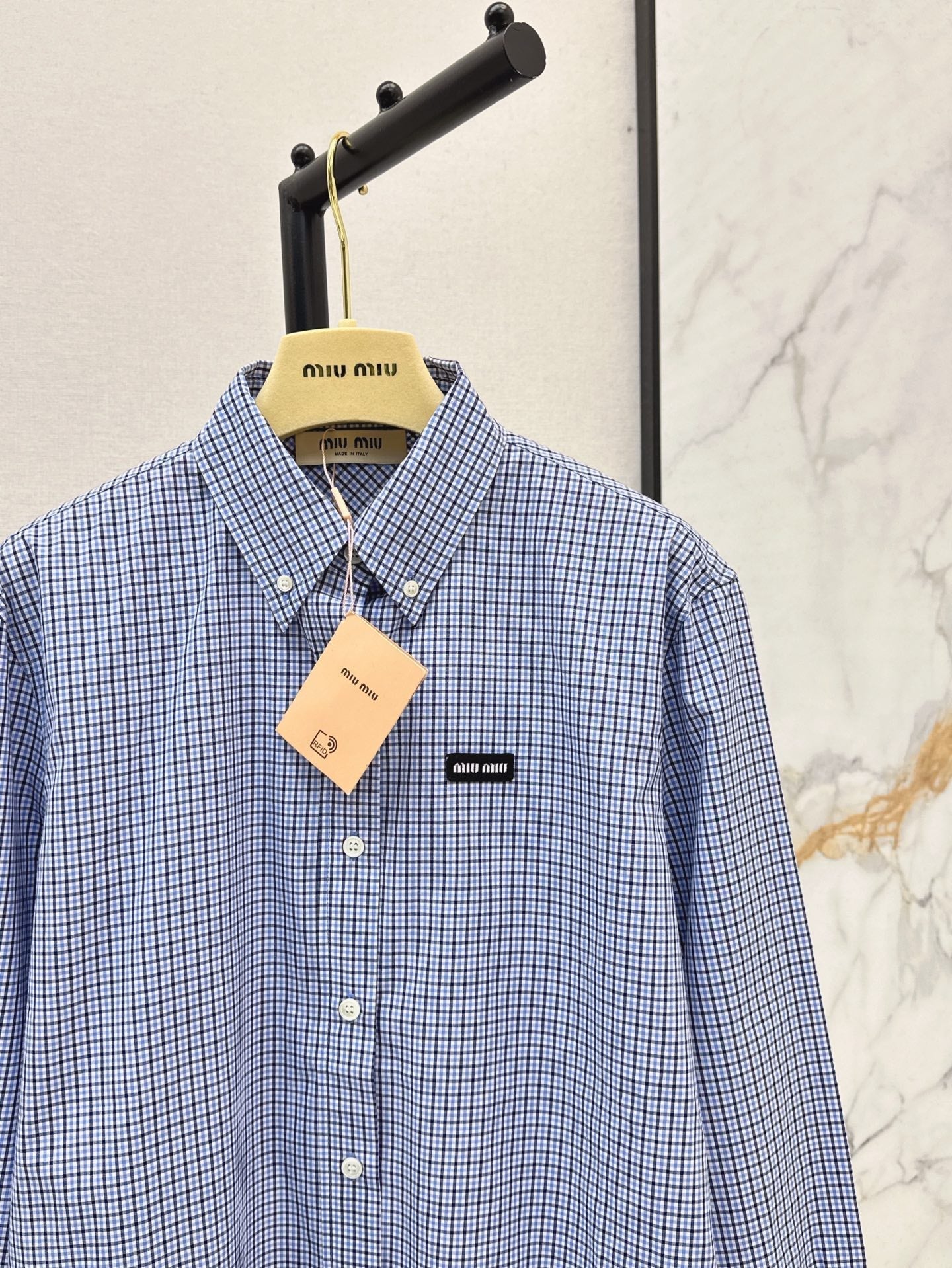 M*u 25ss check cotton poplin shirt