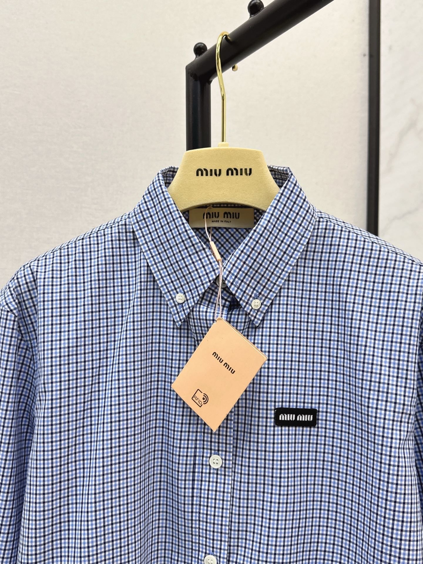 M*u 25ss check cotton poplin shirt