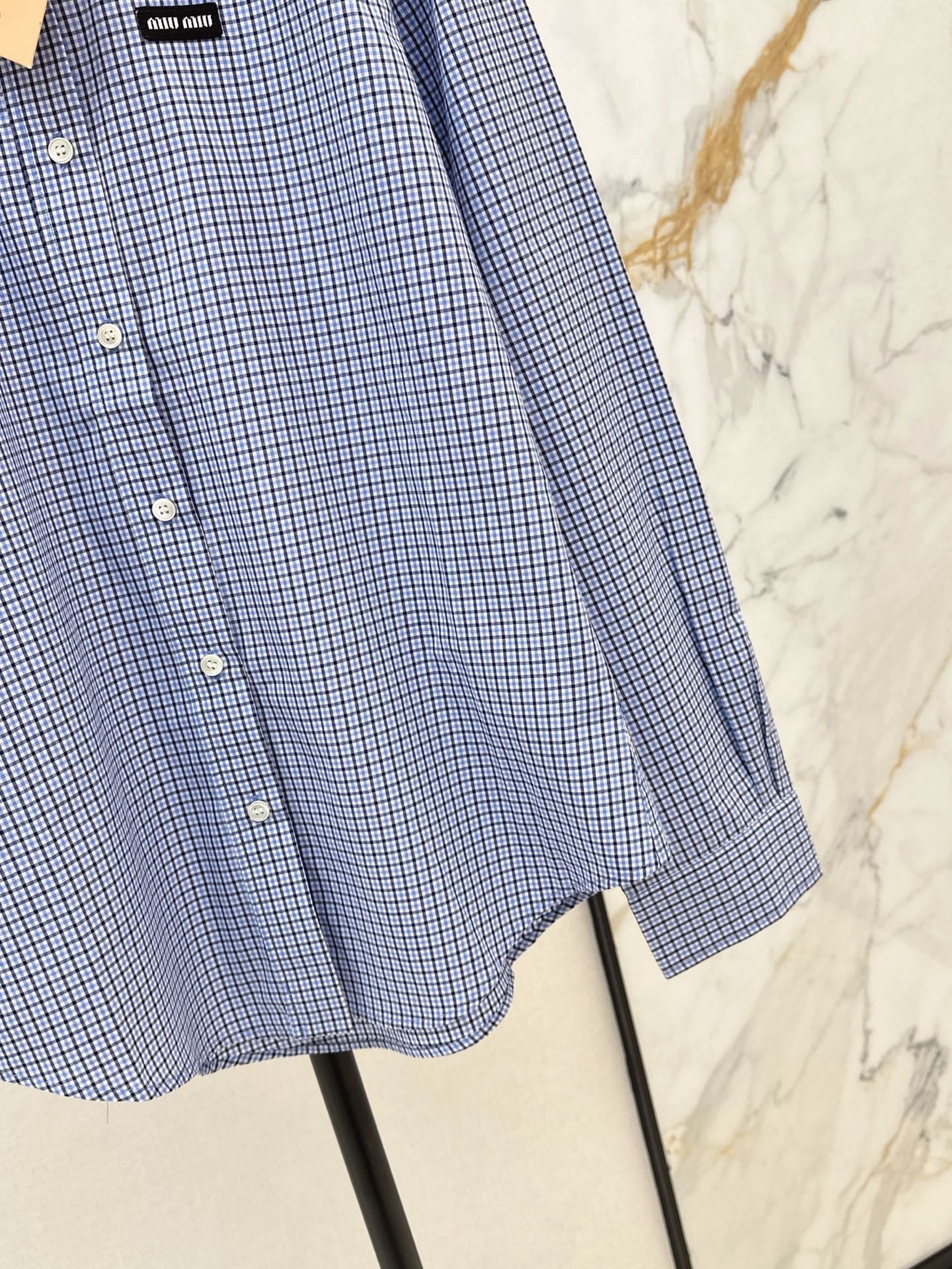 M*u 25ss check cotton poplin shirt