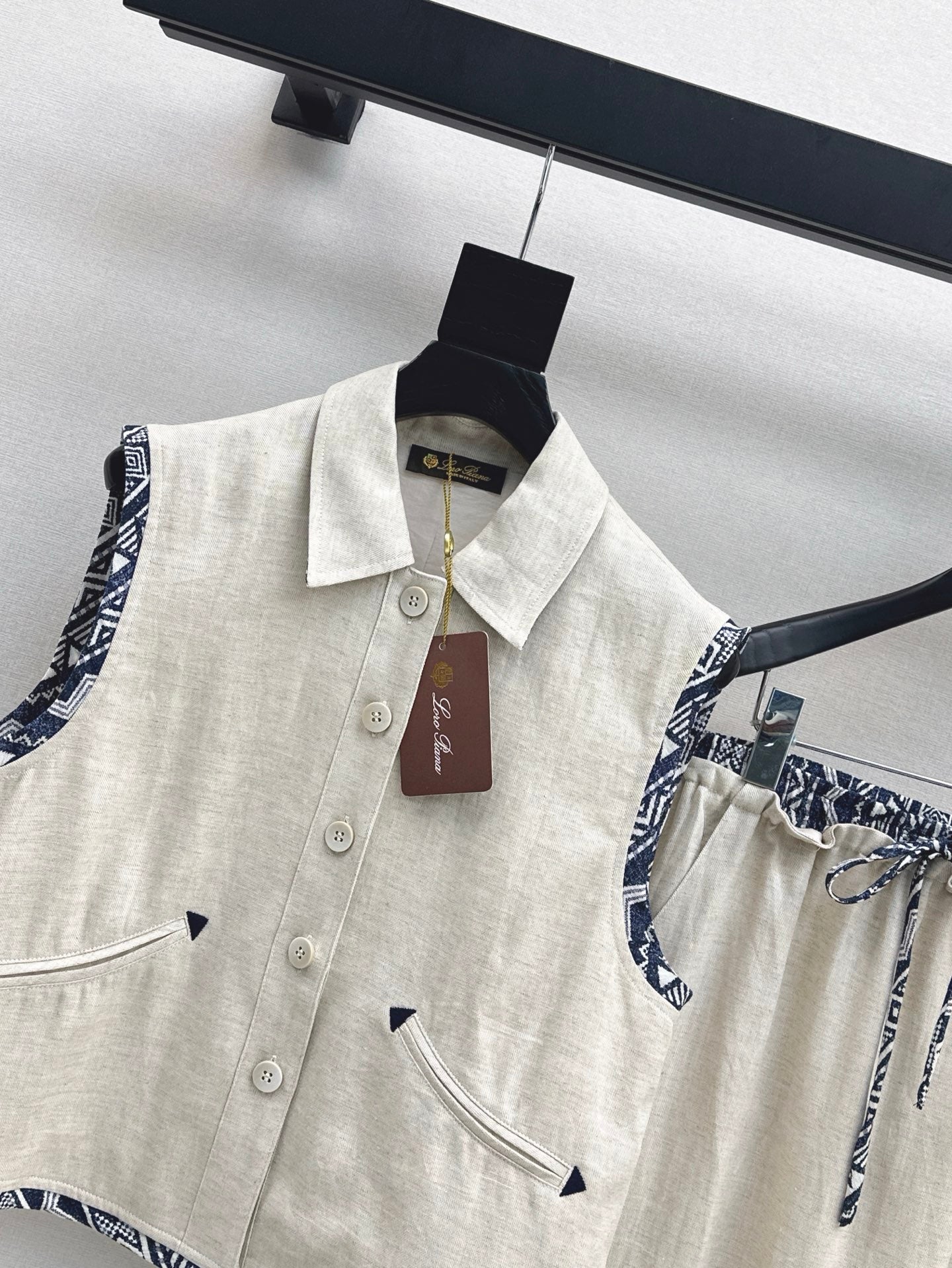 Lor*P 25ss linen cropped vest and long skirt suit