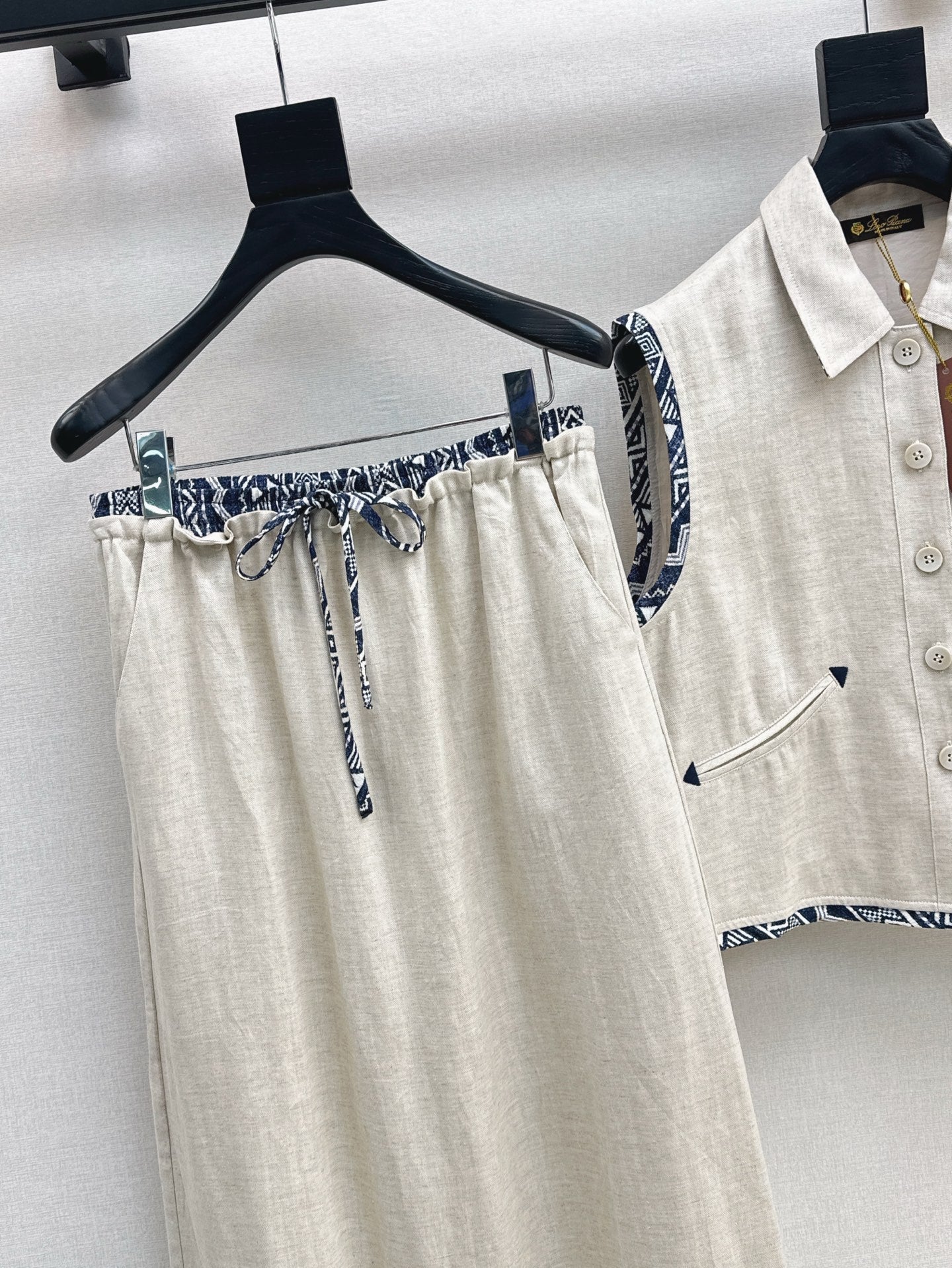 Lor*P 25ss linen cropped vest and long skirt suit