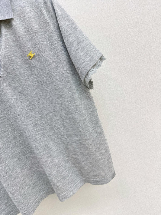 Cel* 25ss lace trim polo sweater