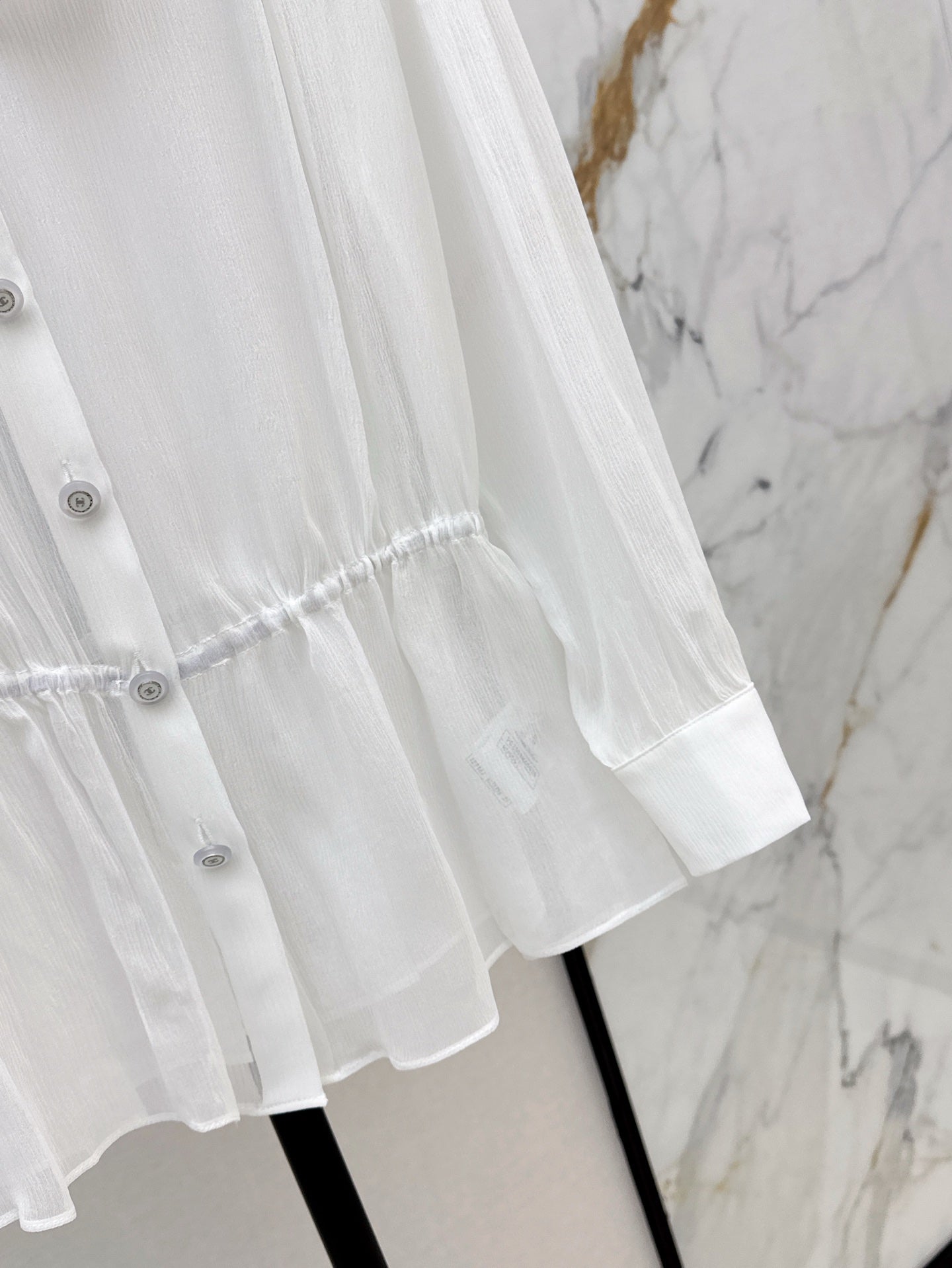 C*nel 25ss ruffled sheer silk blouse