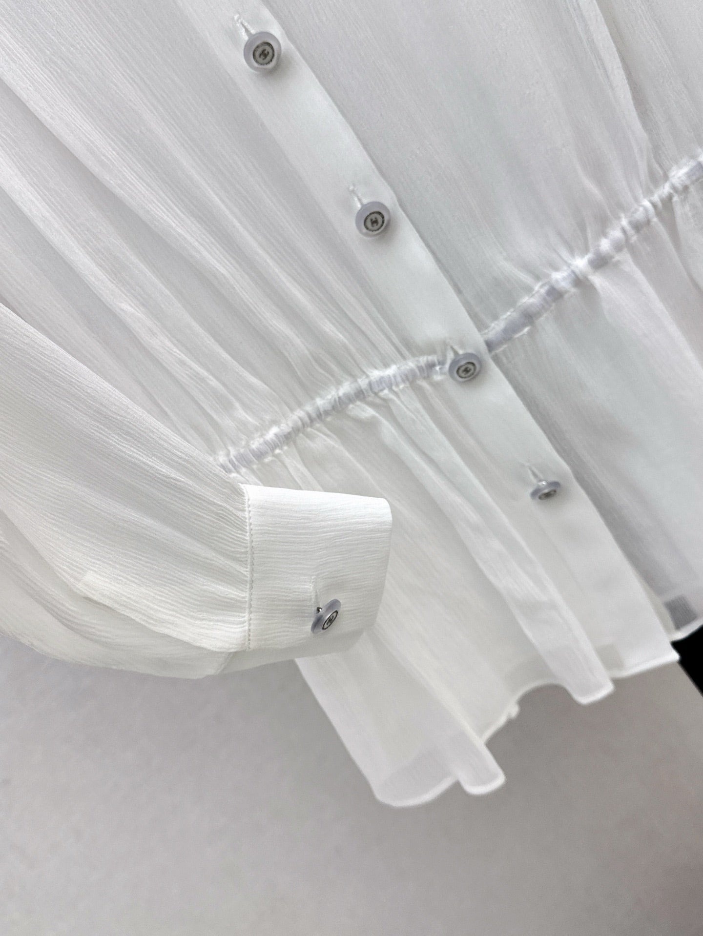 C*nel 25ss ruffled sheer silk blouse