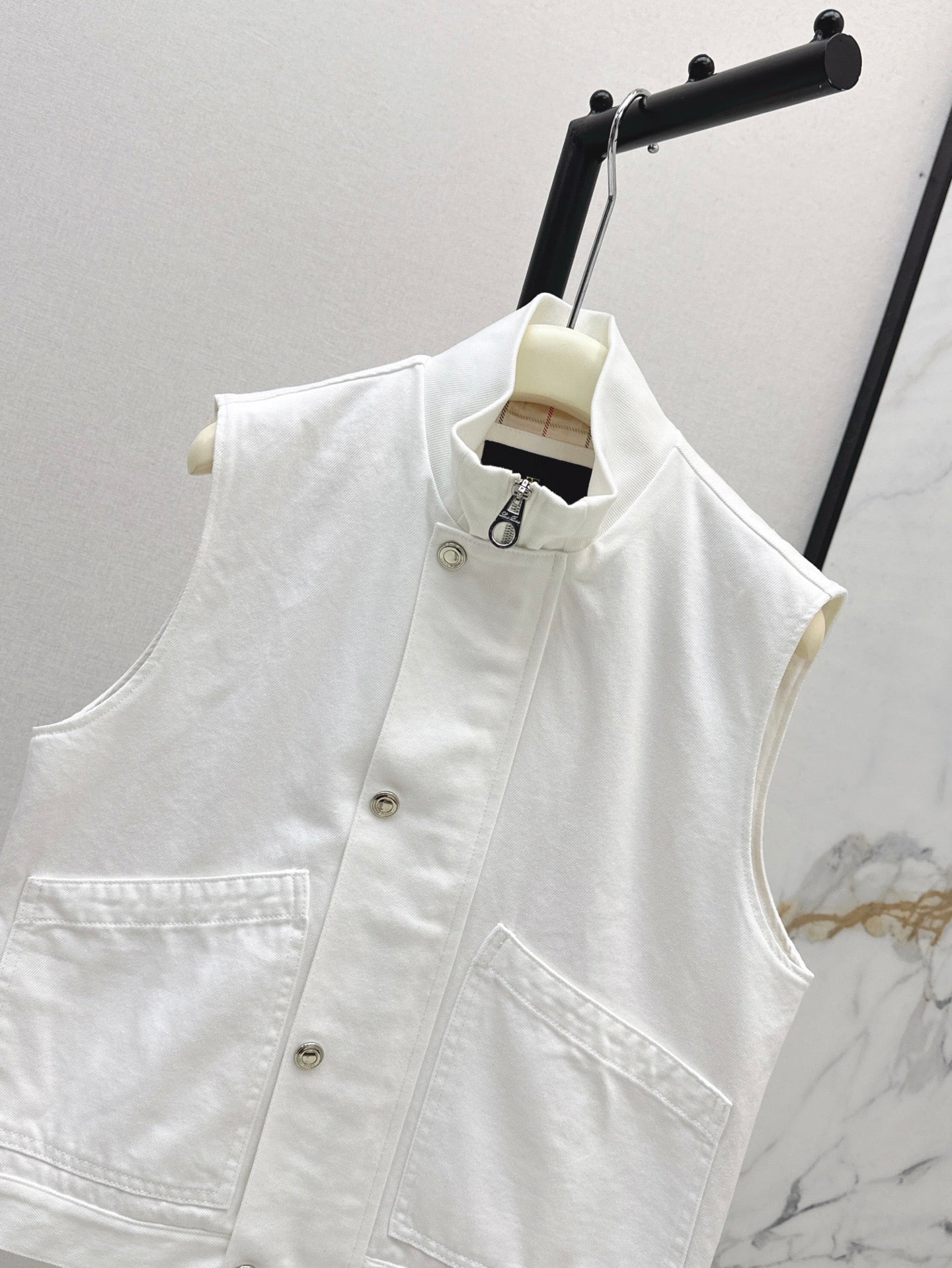 Lor*P 25ss ribbed stand collar denim vest